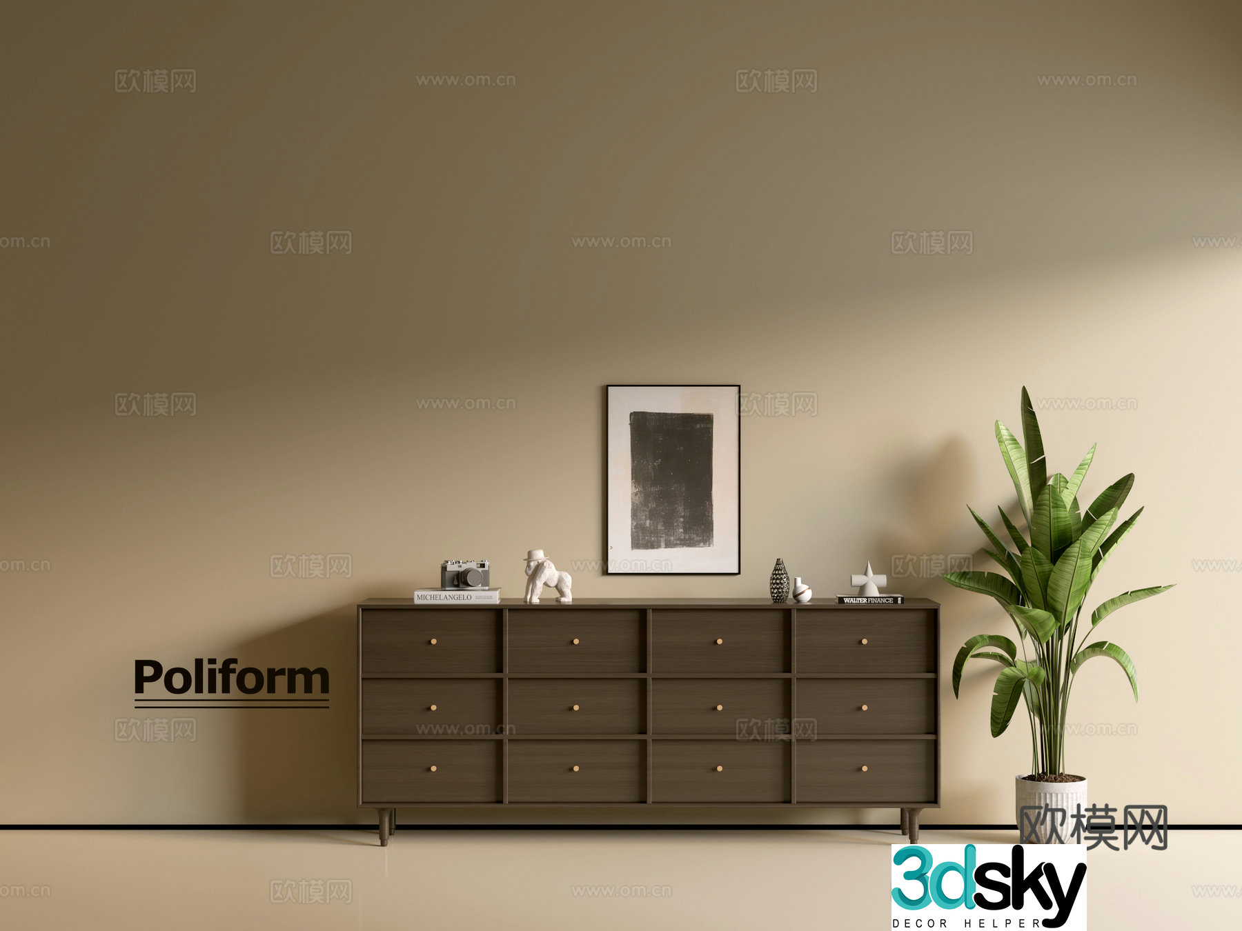 Modern wood grain cabinet ins wind minimalist wind cabinet whole cabinet sideboard balcony cabinet storage 3D model