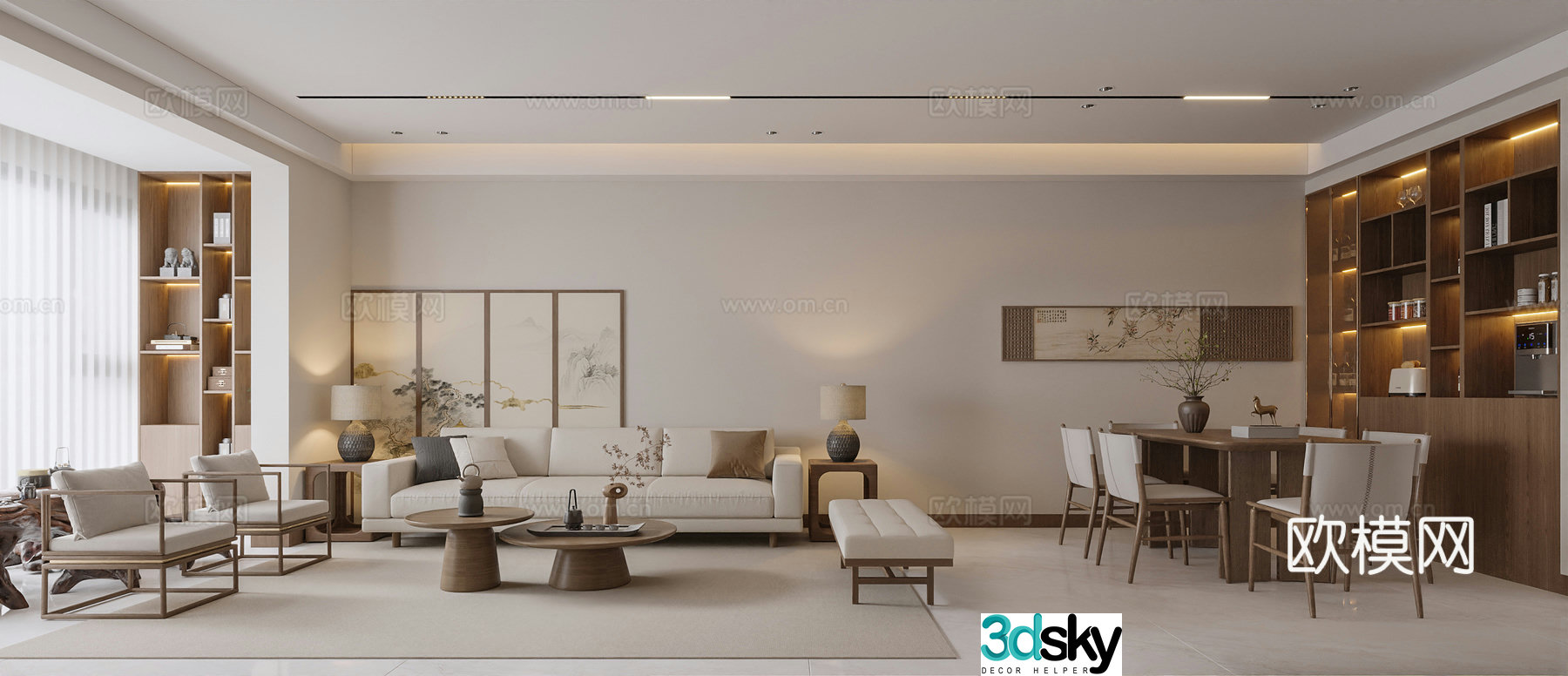 Song style Aesthetics Living Room Dining 3D Model