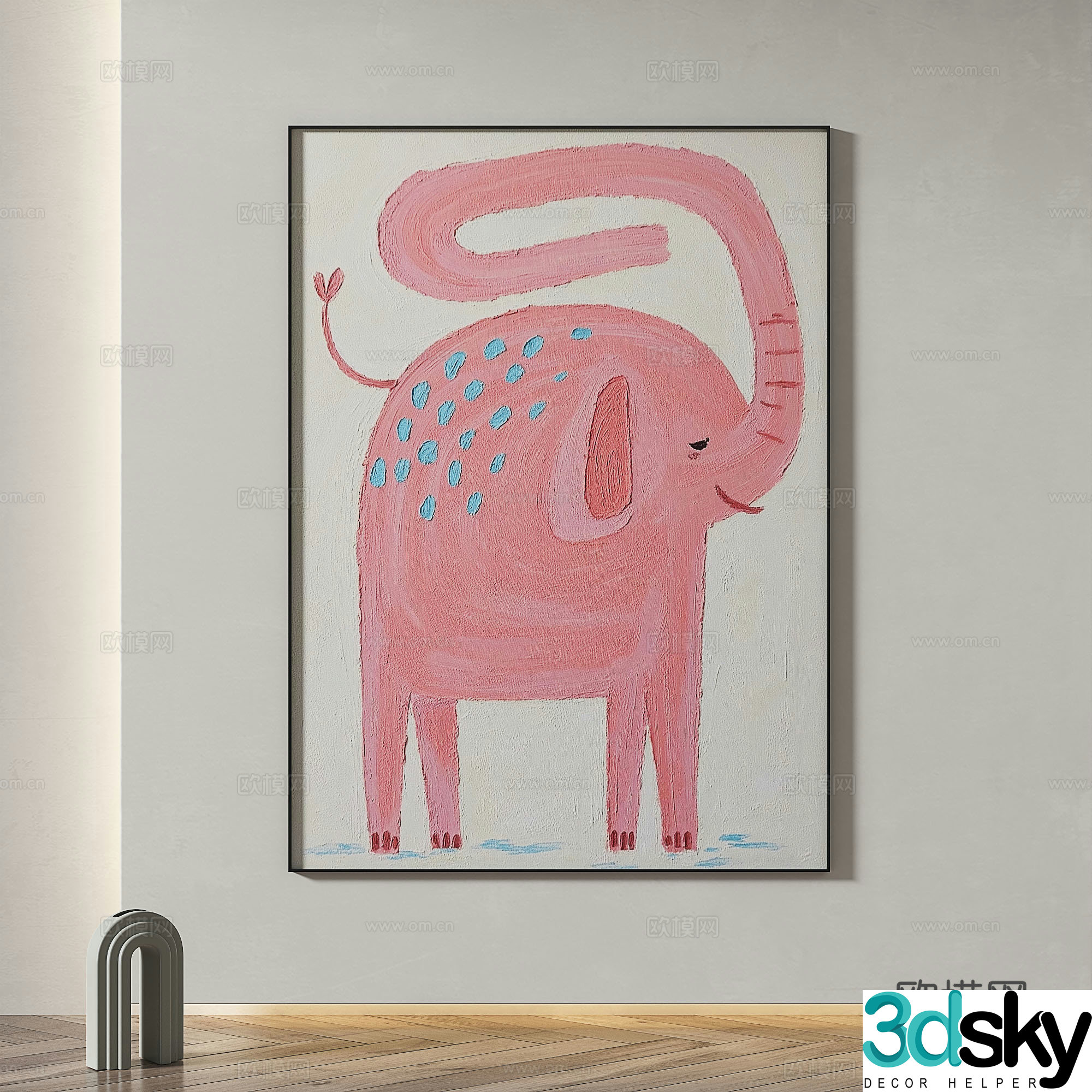 Modern minimalist abstract decorative painting 3d model