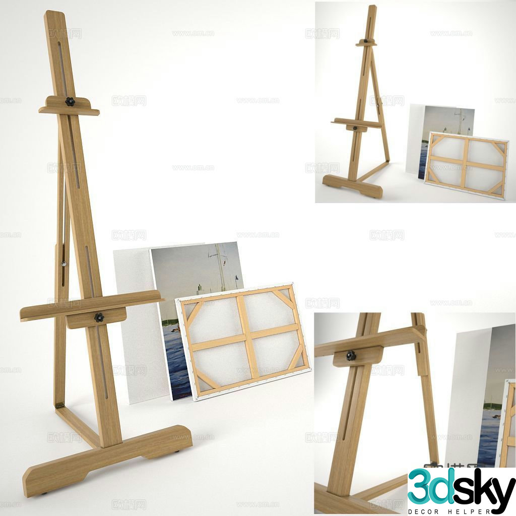Modern art easel canvas drawing board 3d model