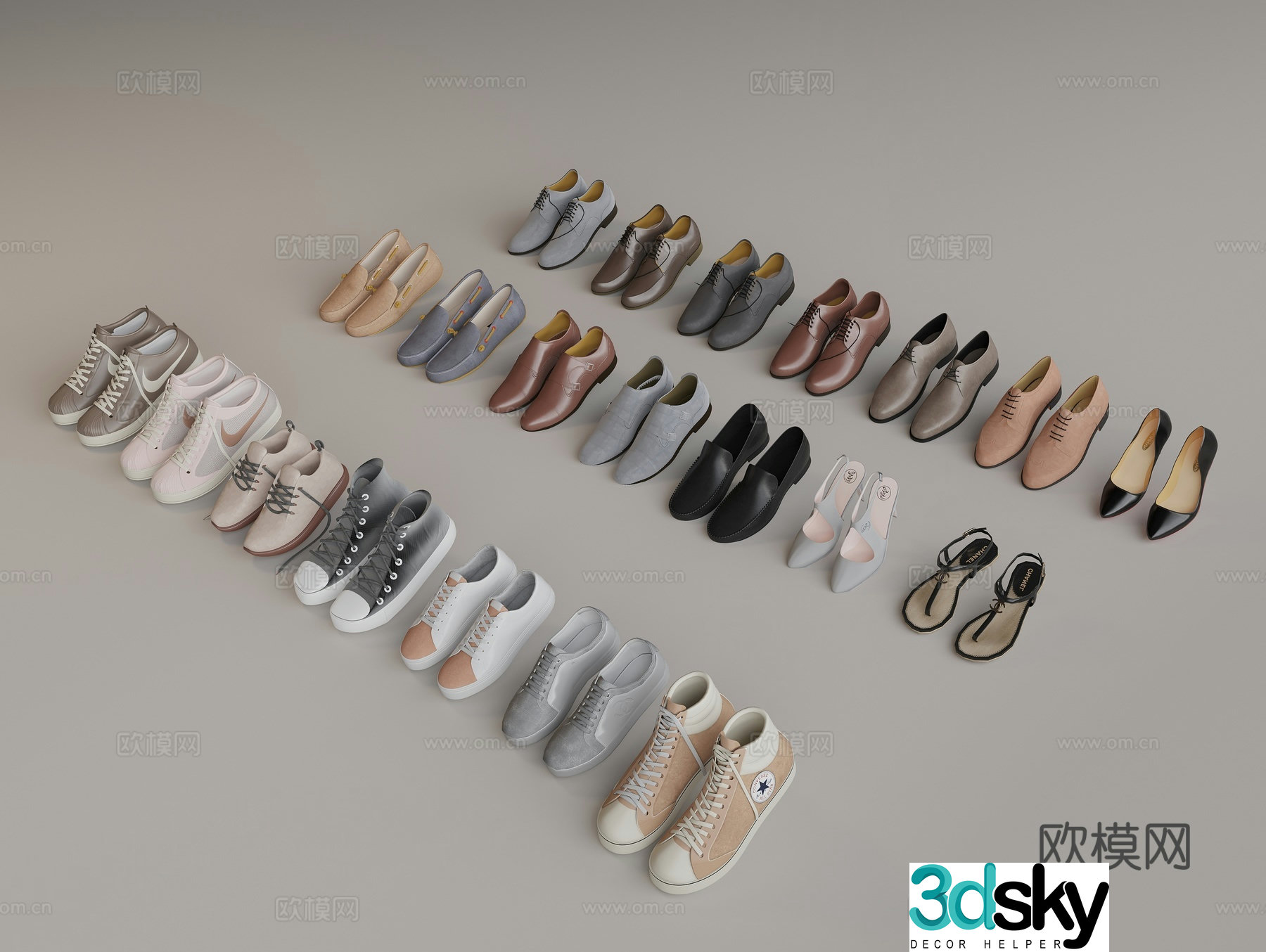 Shoes leather shoes board shoes single shoes sandals 3d model