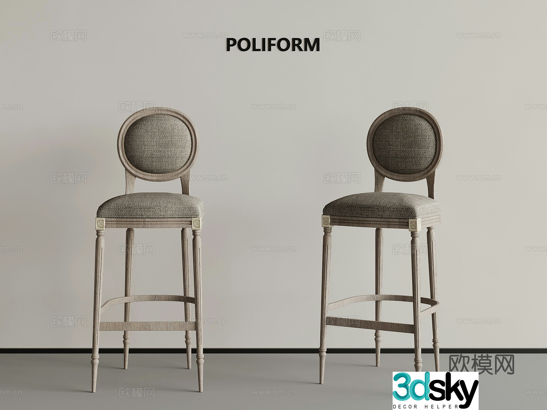 Bar chair American style bar chair Dining chair 3d model