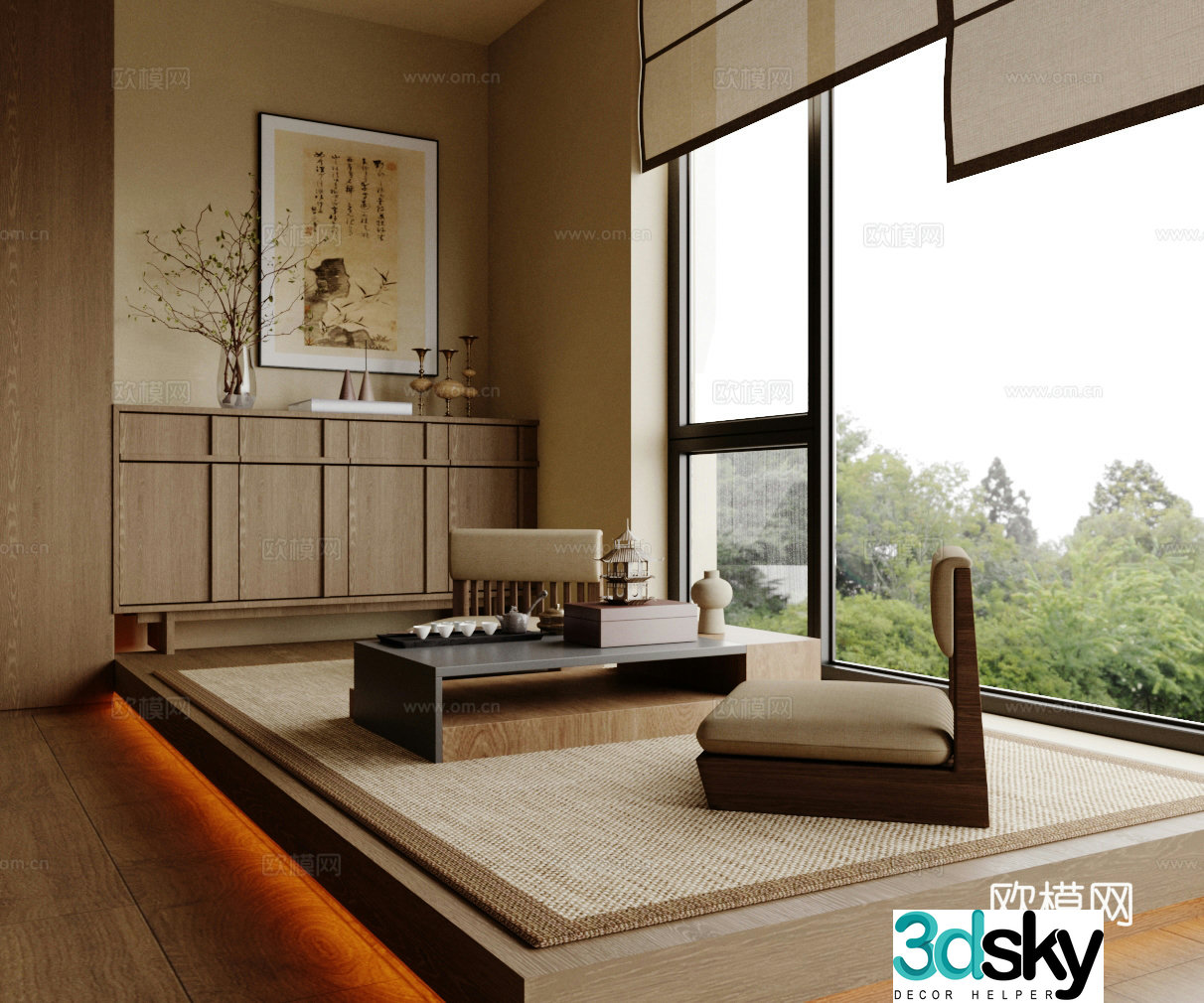 New Chinese-style Zen Tea Room Tatami Tea Room Song-style aesthetic tea room Tea tatami Tea Room Tea tatami Tea Room 3D model