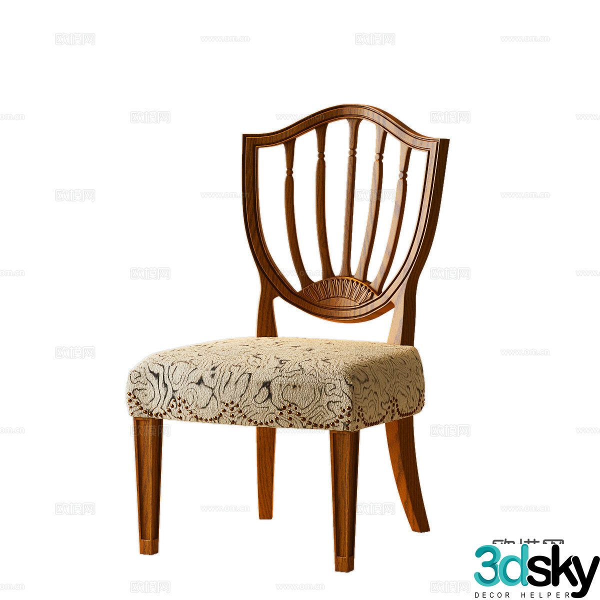 French dining chair American single chair French medieval single chair French medieval dining chair American dining chair French 3d model