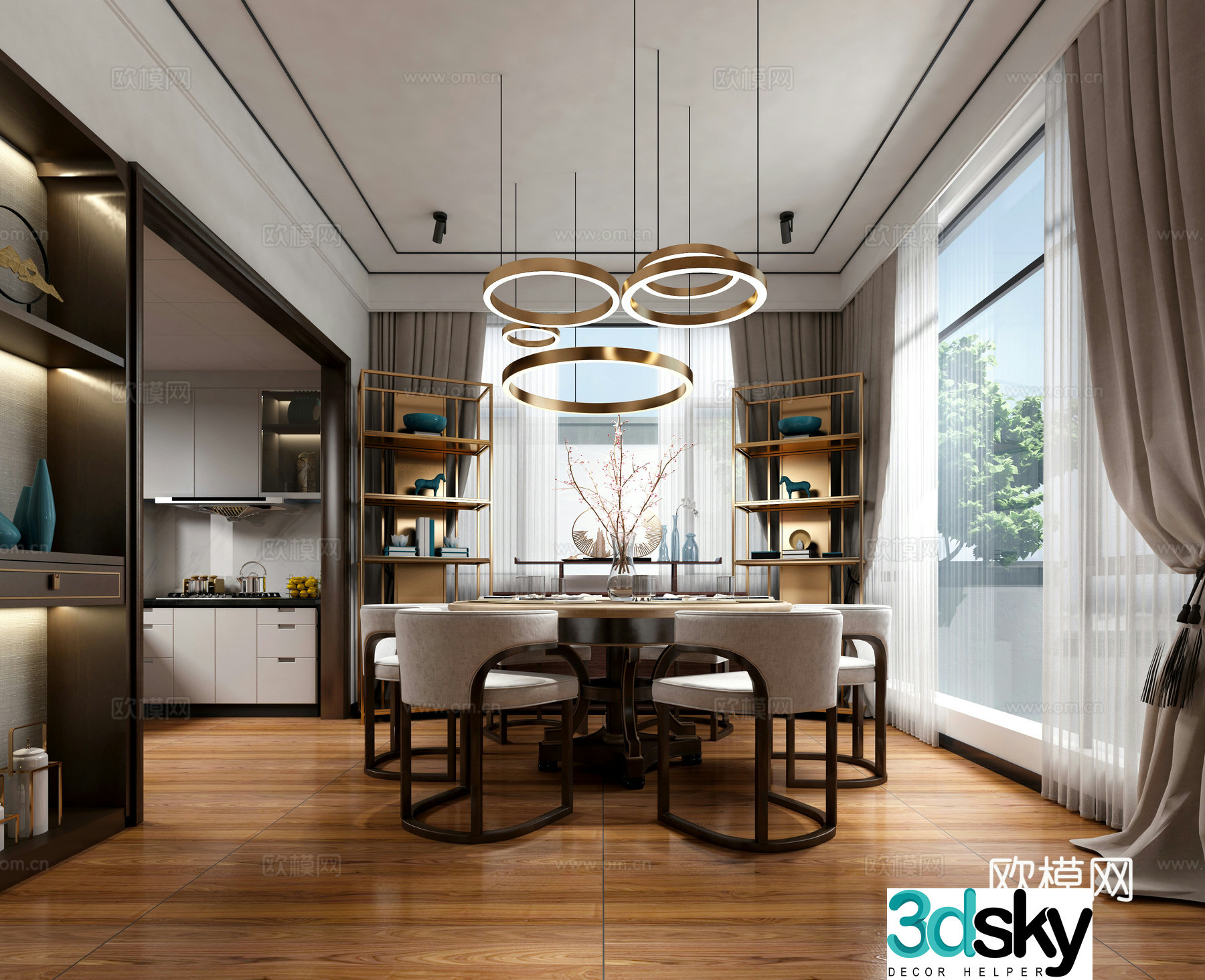 New Chinese style simple Chinese style villa house 3D model