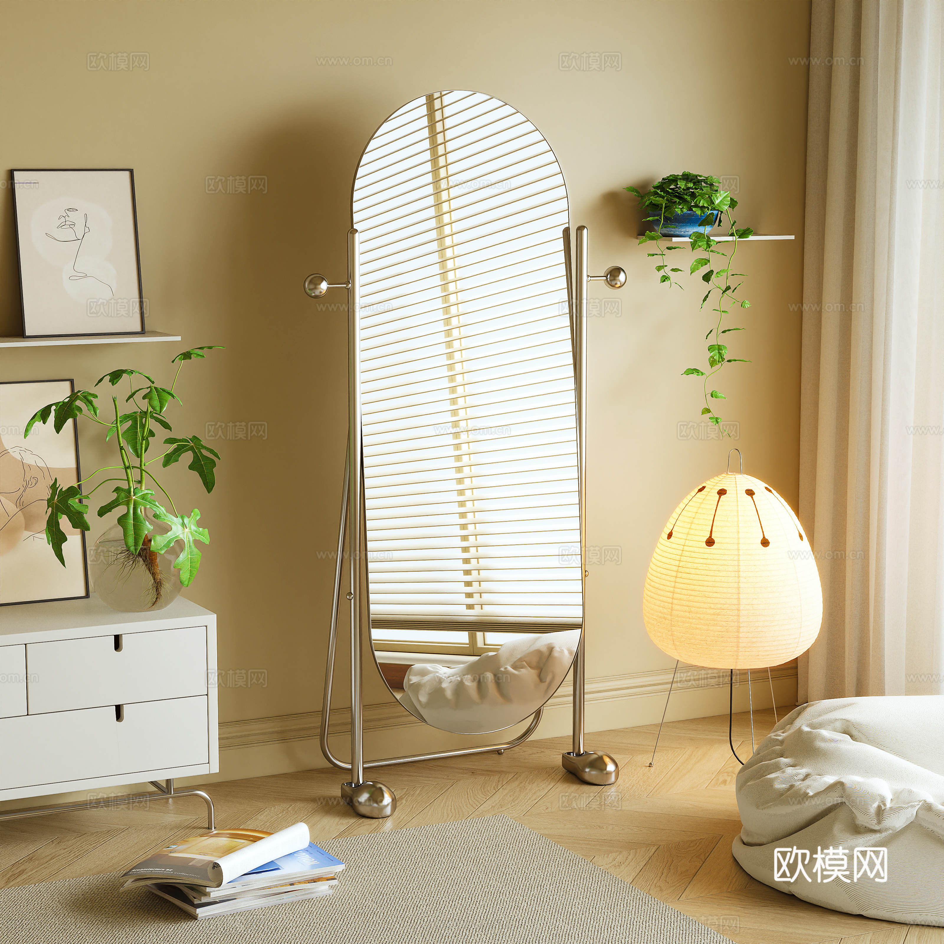 Modern floor-standing mirror full-body mirror 3D model