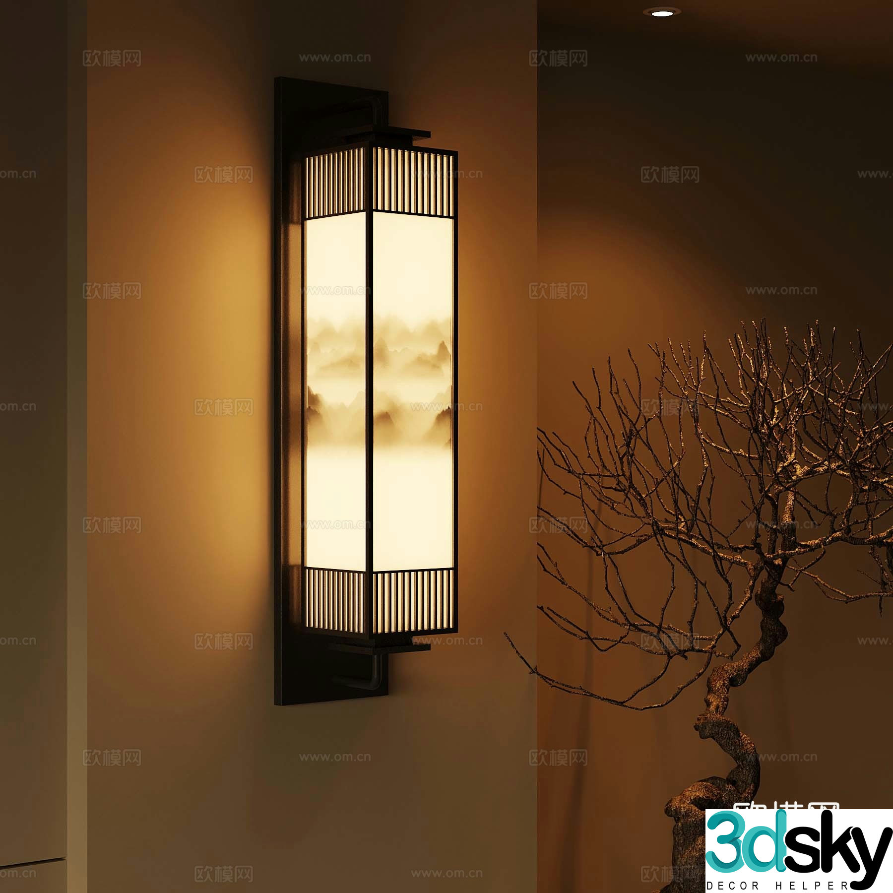 39 new Chinese wall lamp new Chinese courtyard lamp 3D model