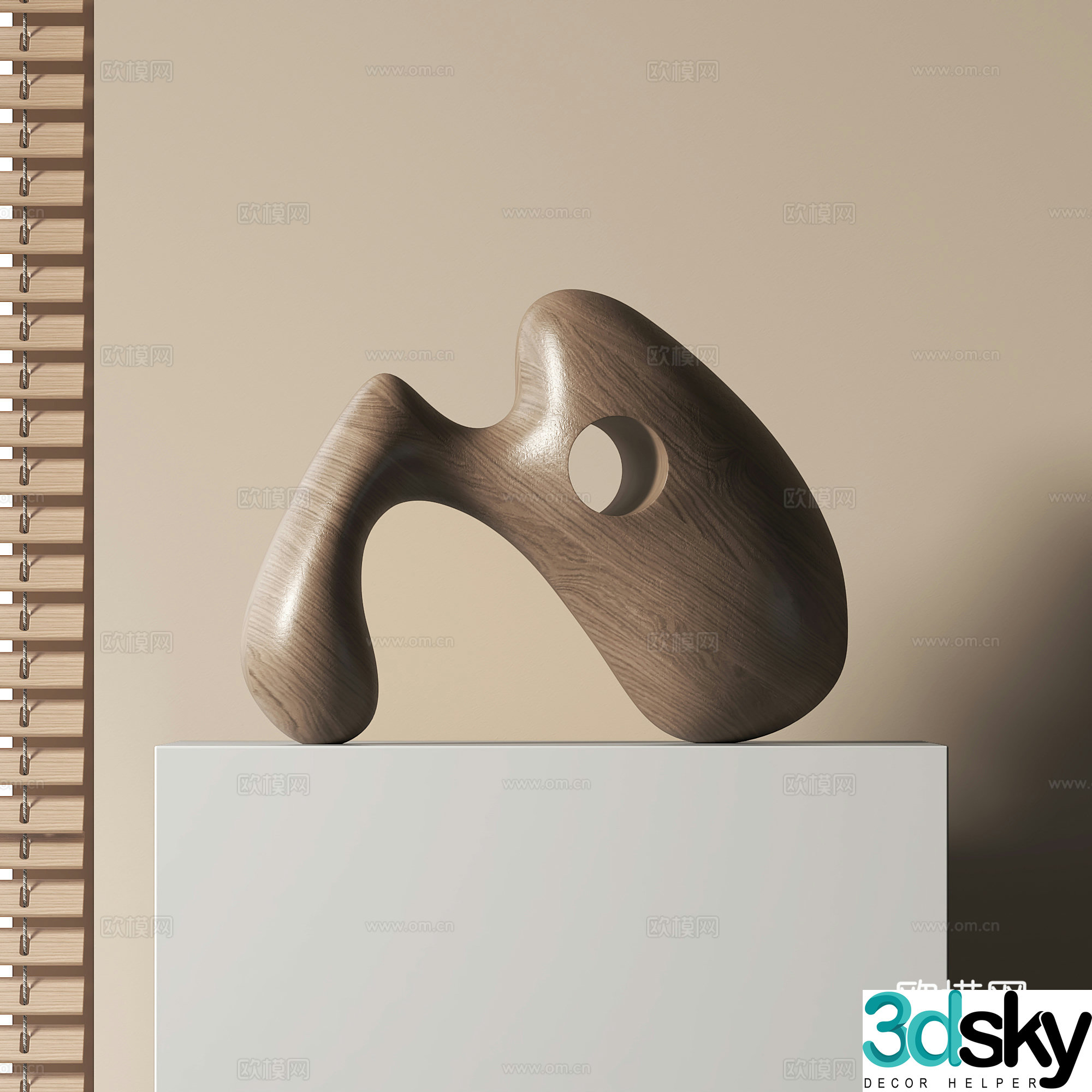 Modern abstract wooden sculpture 3d model