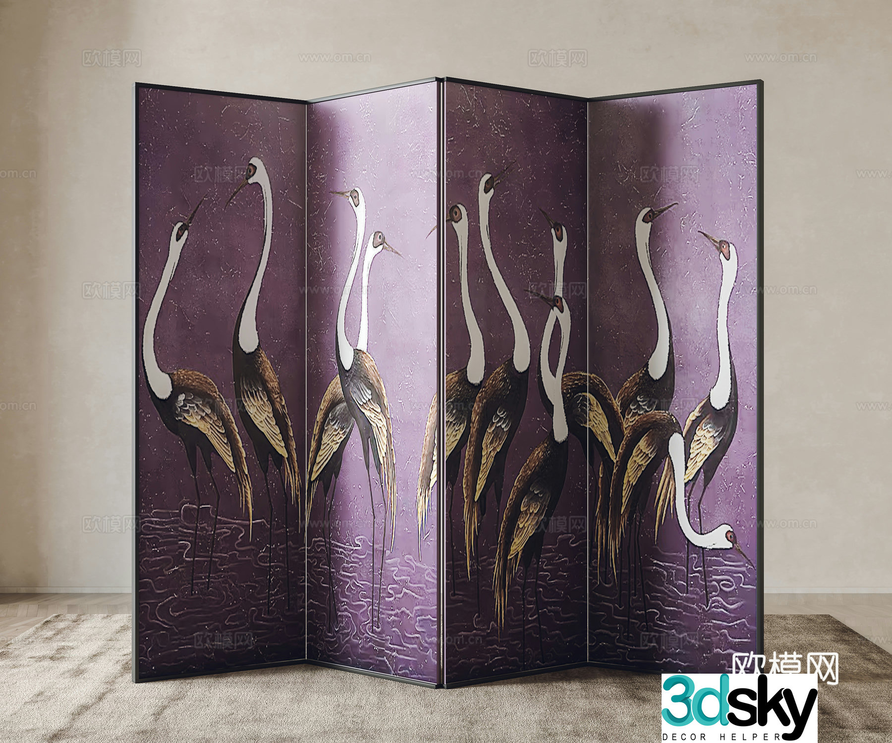 New Chinese-style screen partition 3D model