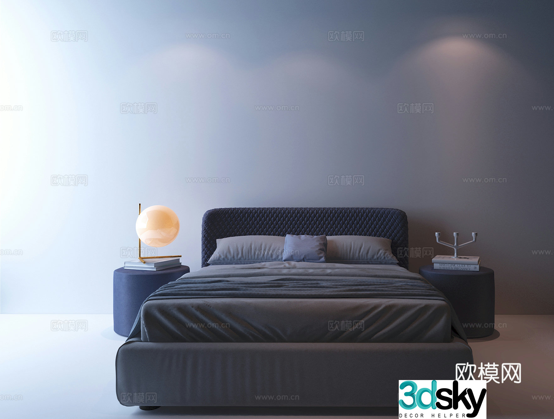 Modern luxury double bed 3d model