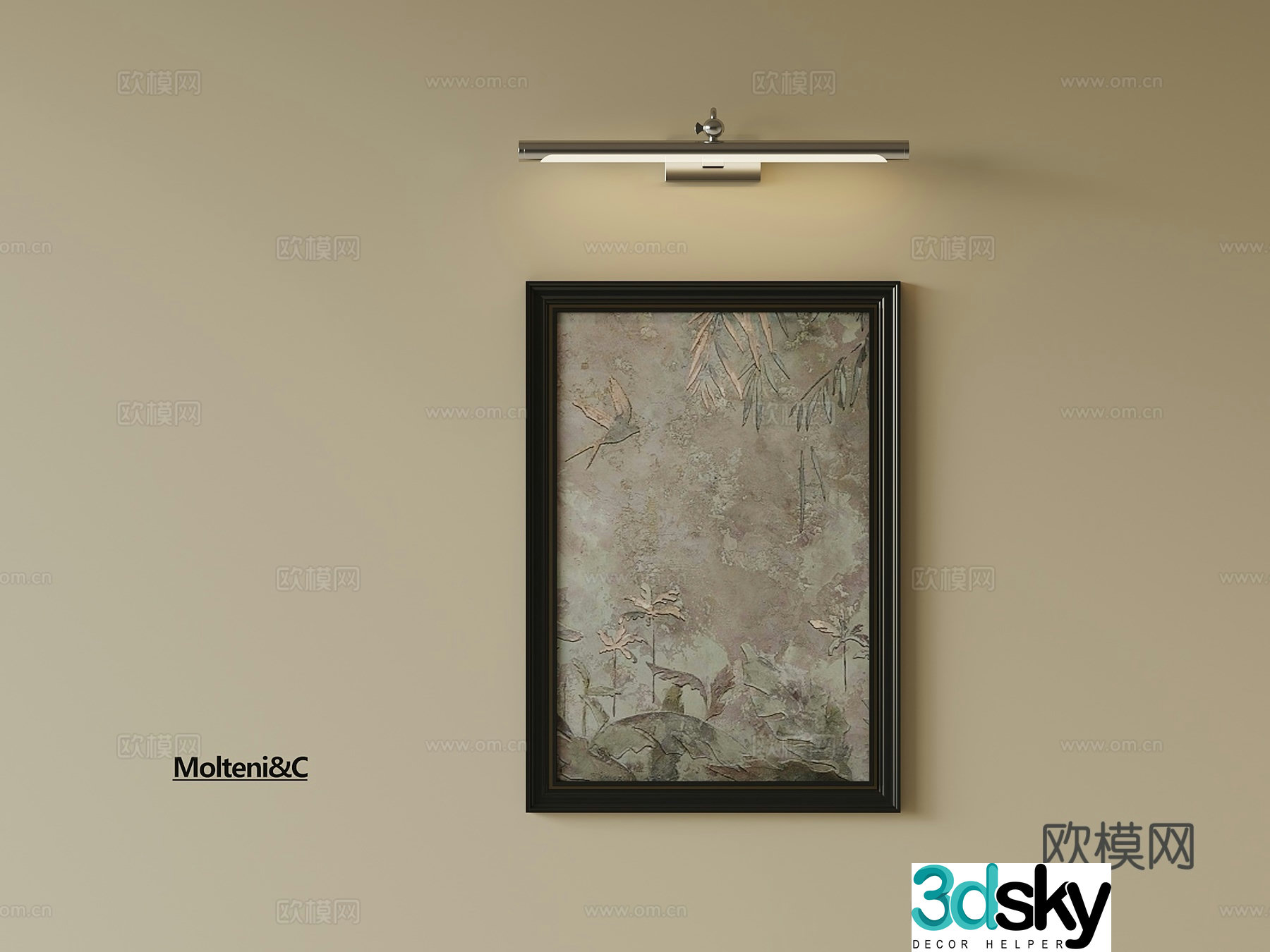 French retro style decorative painting 3d model