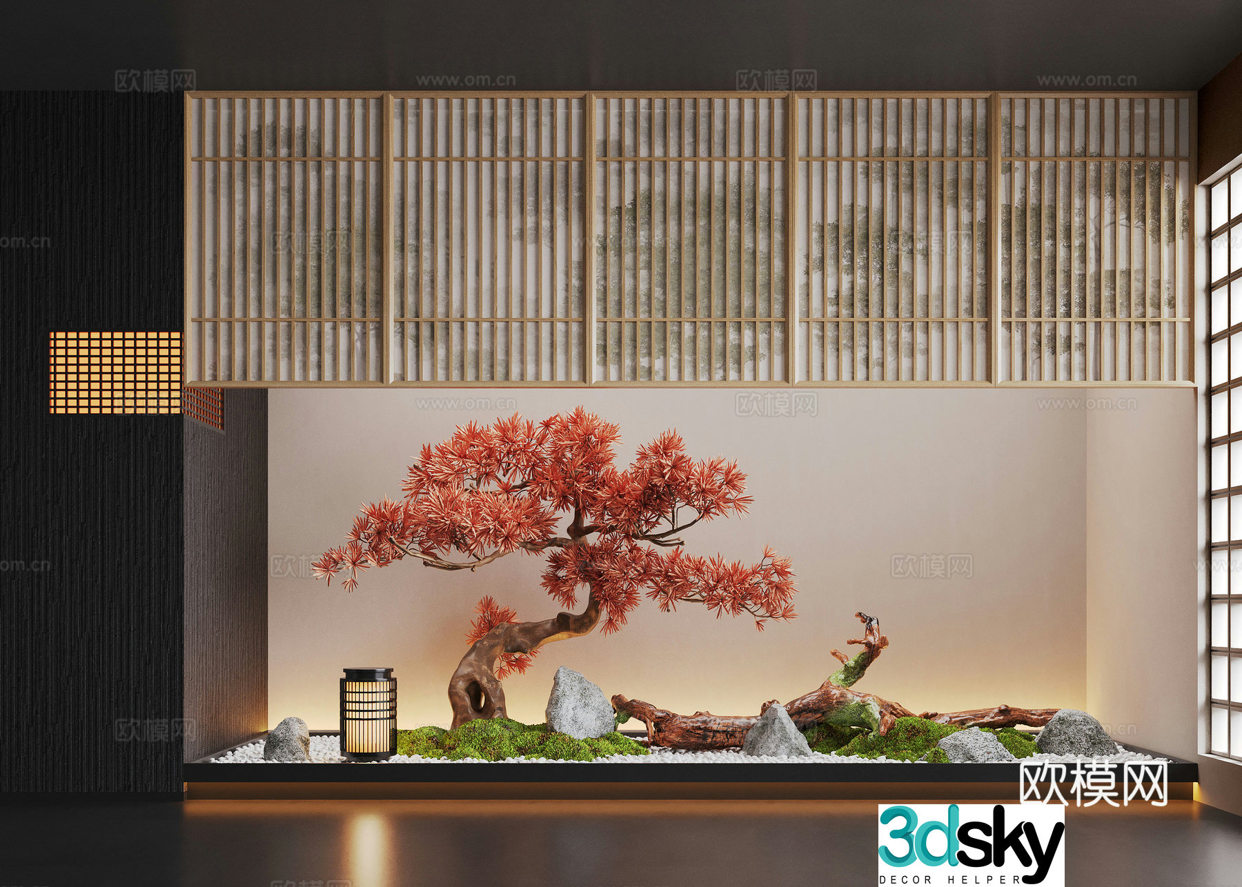 New Chinese-style indoor landscape landscape Indoor landscape Landscape sketch Plant landscaping Moss Landscape 3D model