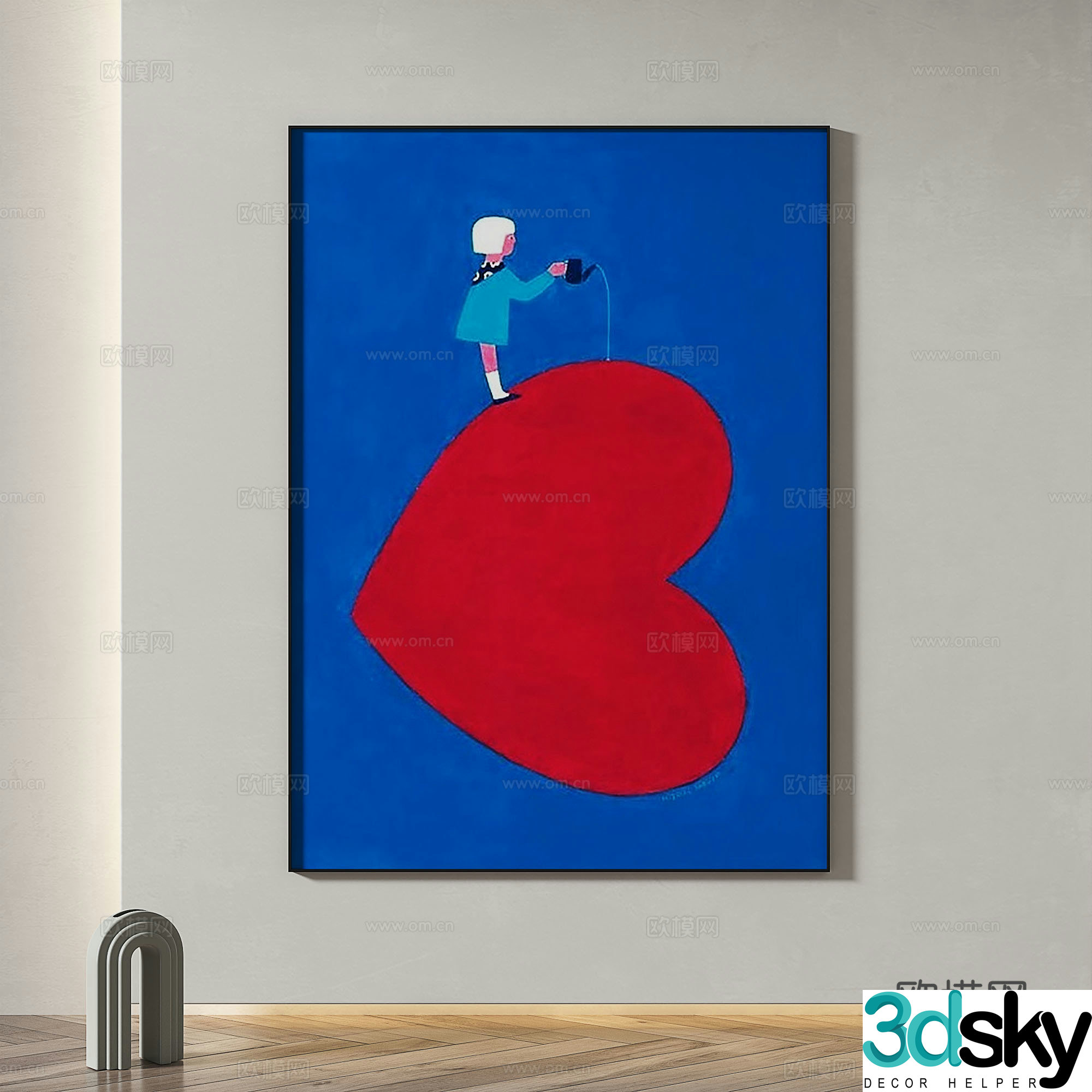 Modern minimalist abstract decorative painting 3d model