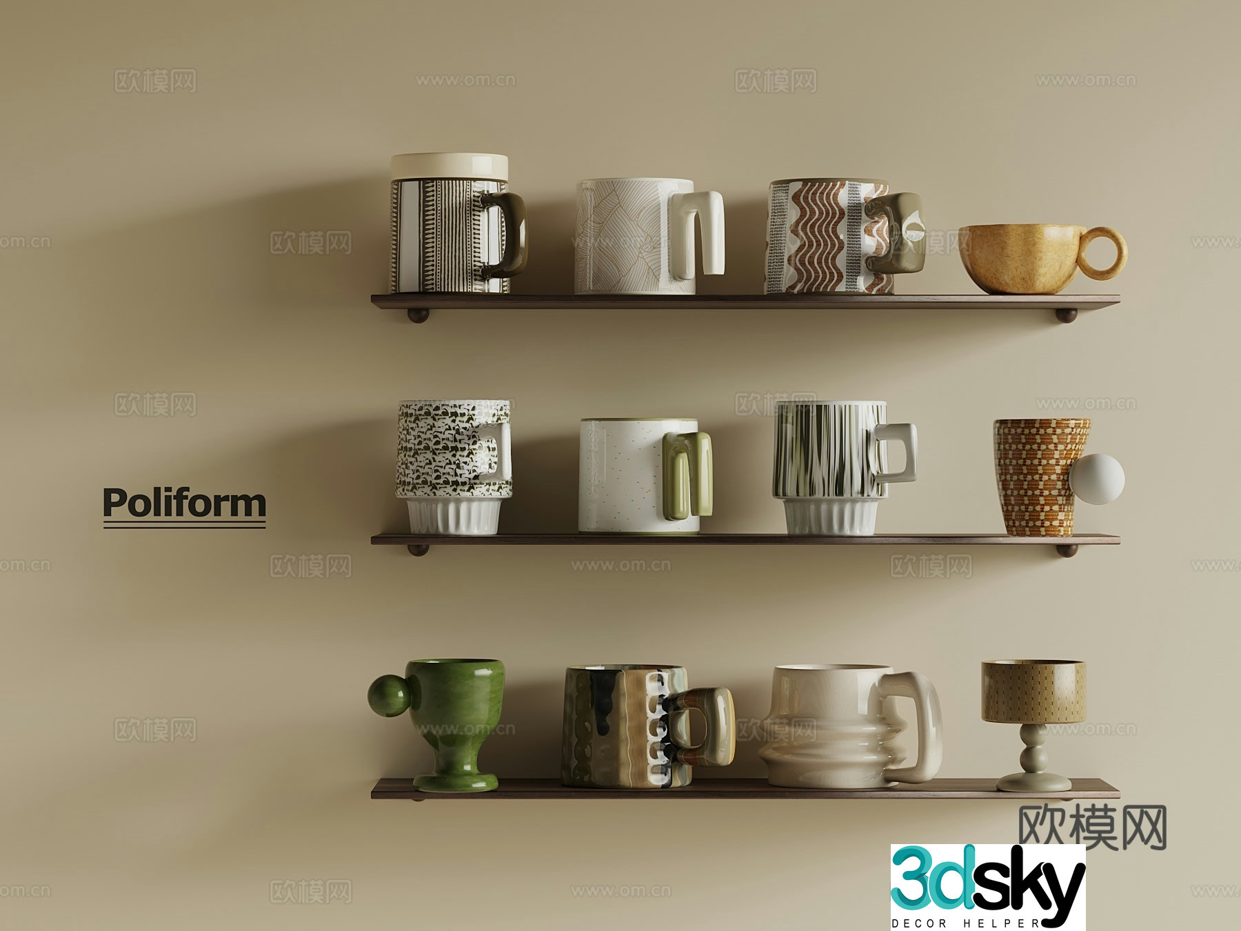 Medieval style mug 3d model