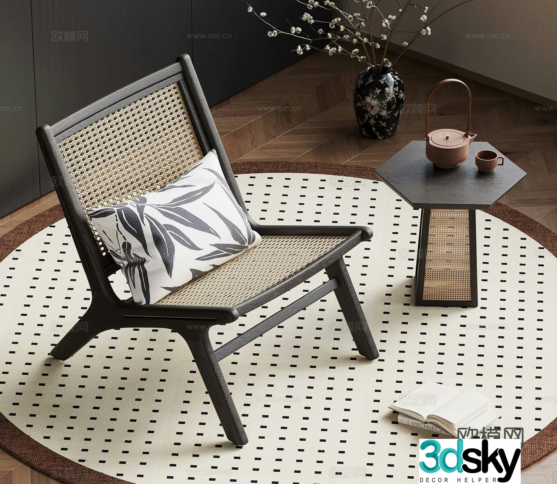 26 French medieval style leisure chair rattan edge 3D model