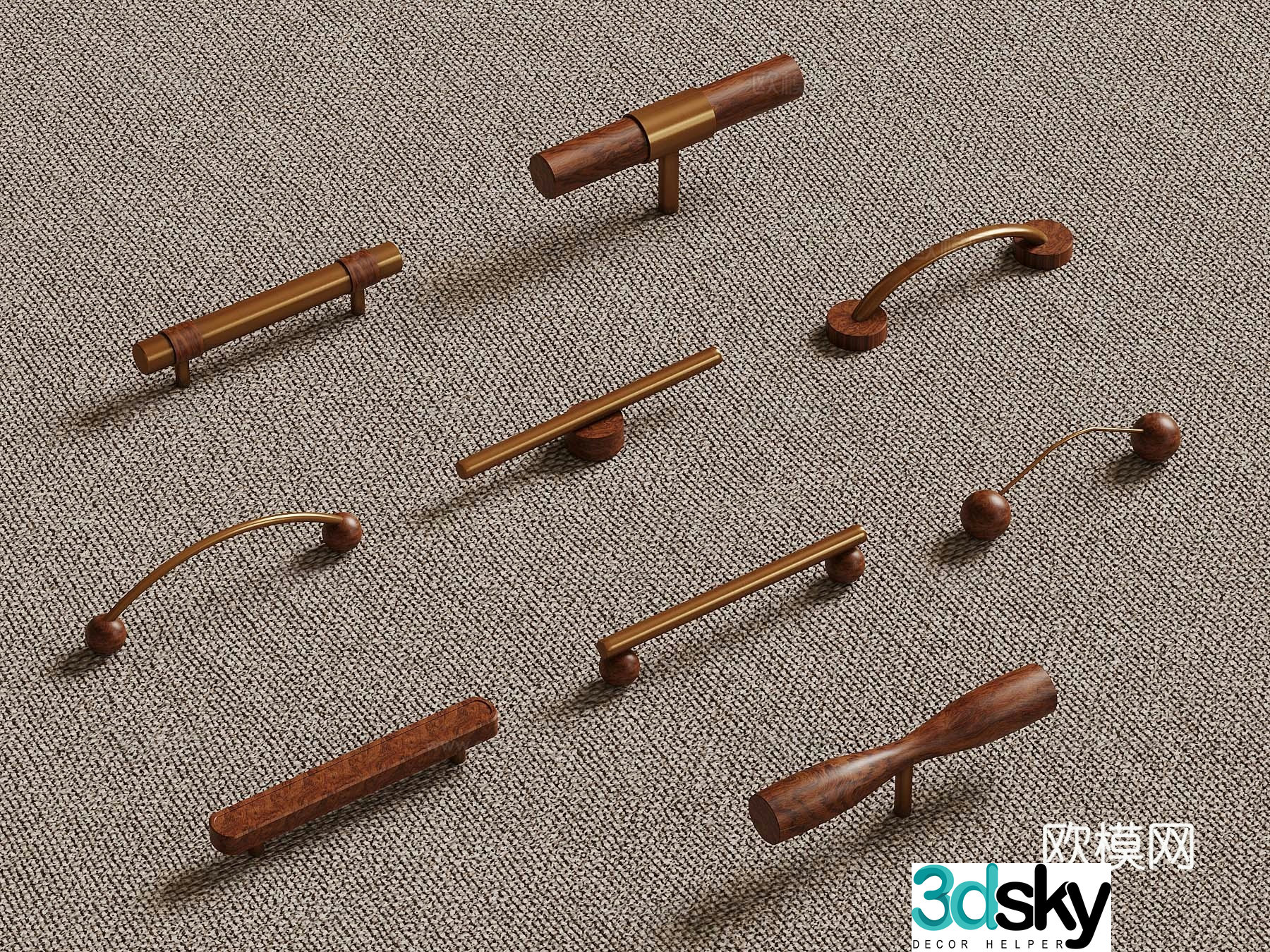 42 Middle-aged stylus door panel handle 3D model