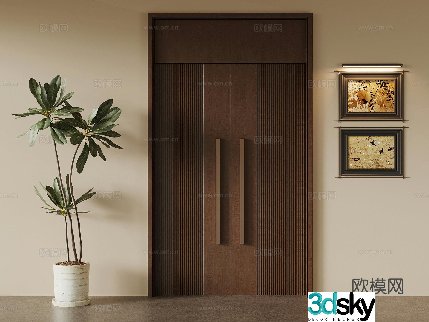 24 medieval style double-open door hanging painting 3D model