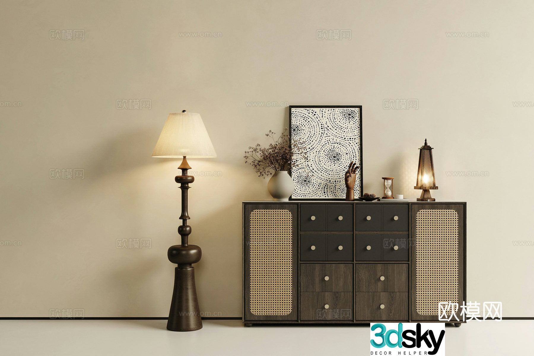3D model of medieval end view entrance cabinet