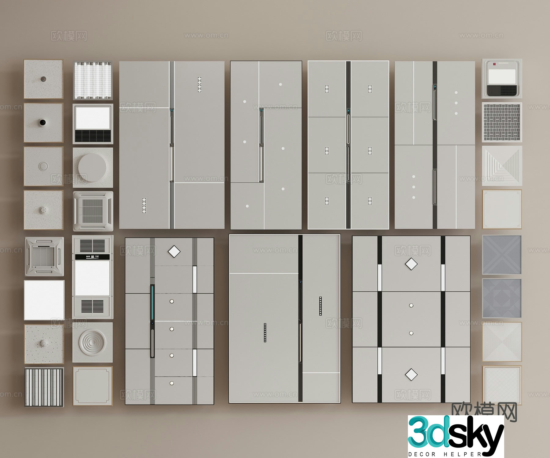 Aluminum buckle ceiling honeycomb ceiling integrated ceiling bathroom ceiling kitchen ceiling modern 3D model