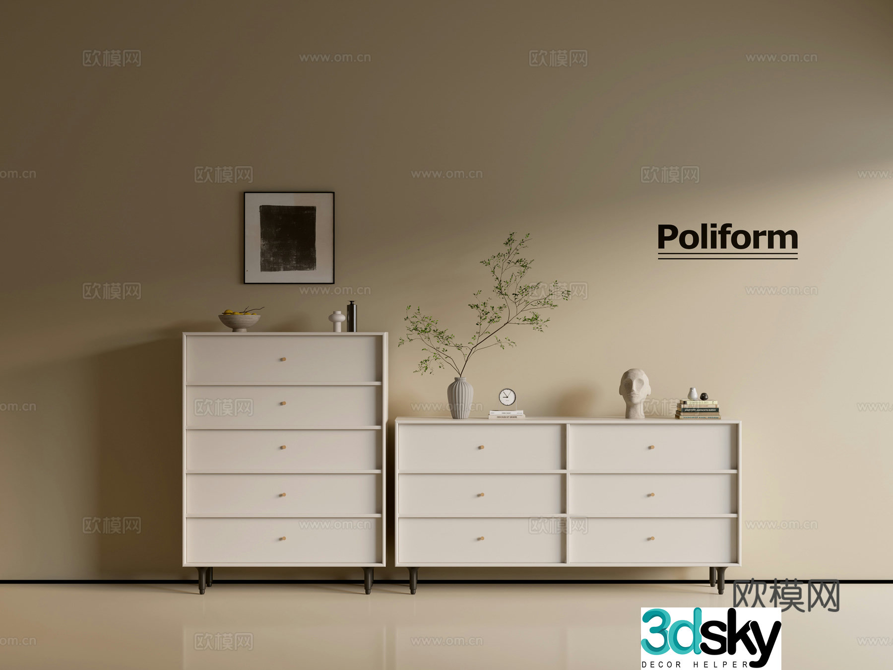 Modern cream-air TV cabinet chest of cabinets ins-style minimalist wind cabinet whole cabinet sideboard 3D model