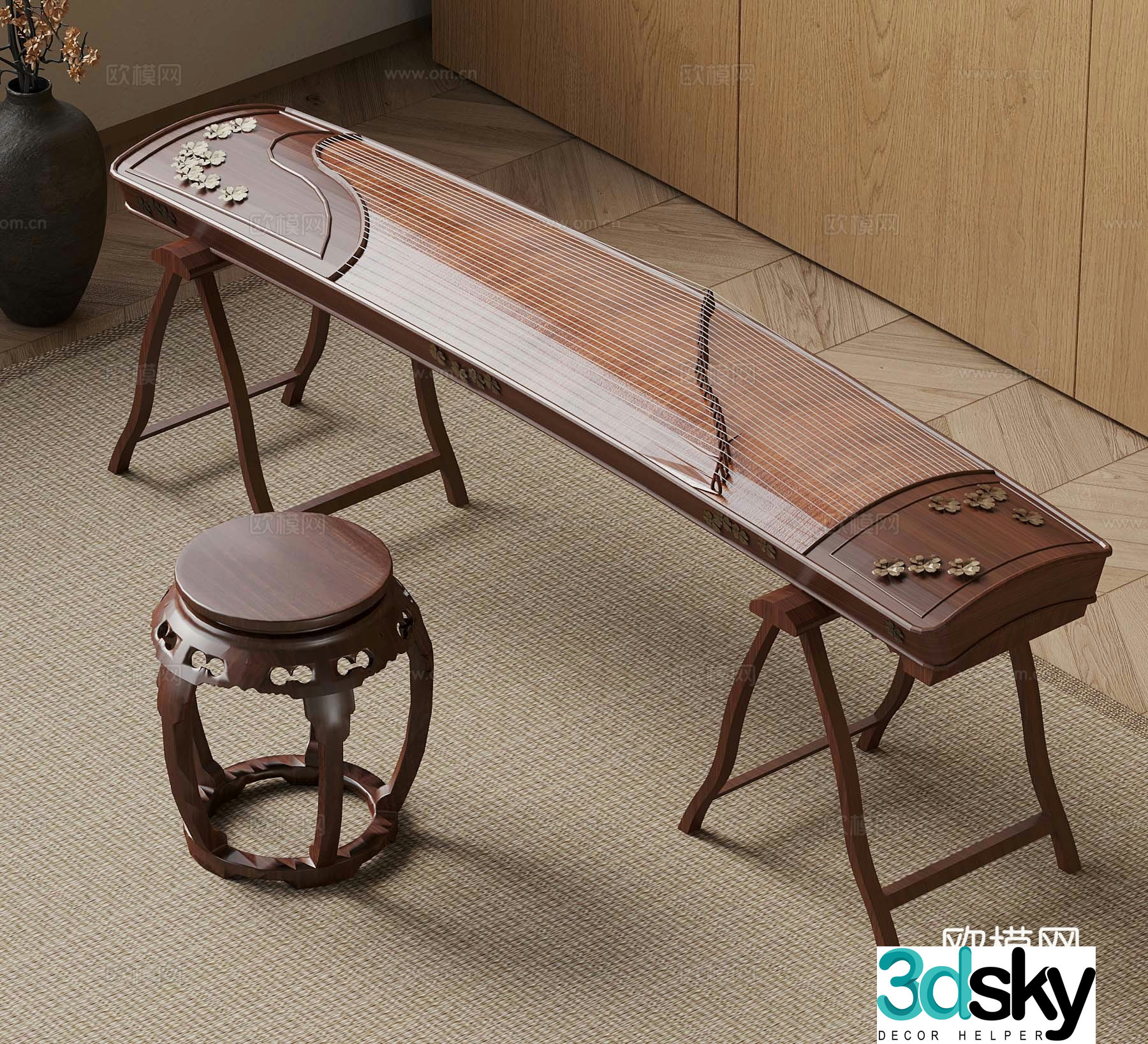 New Chinese guzheng 3d model