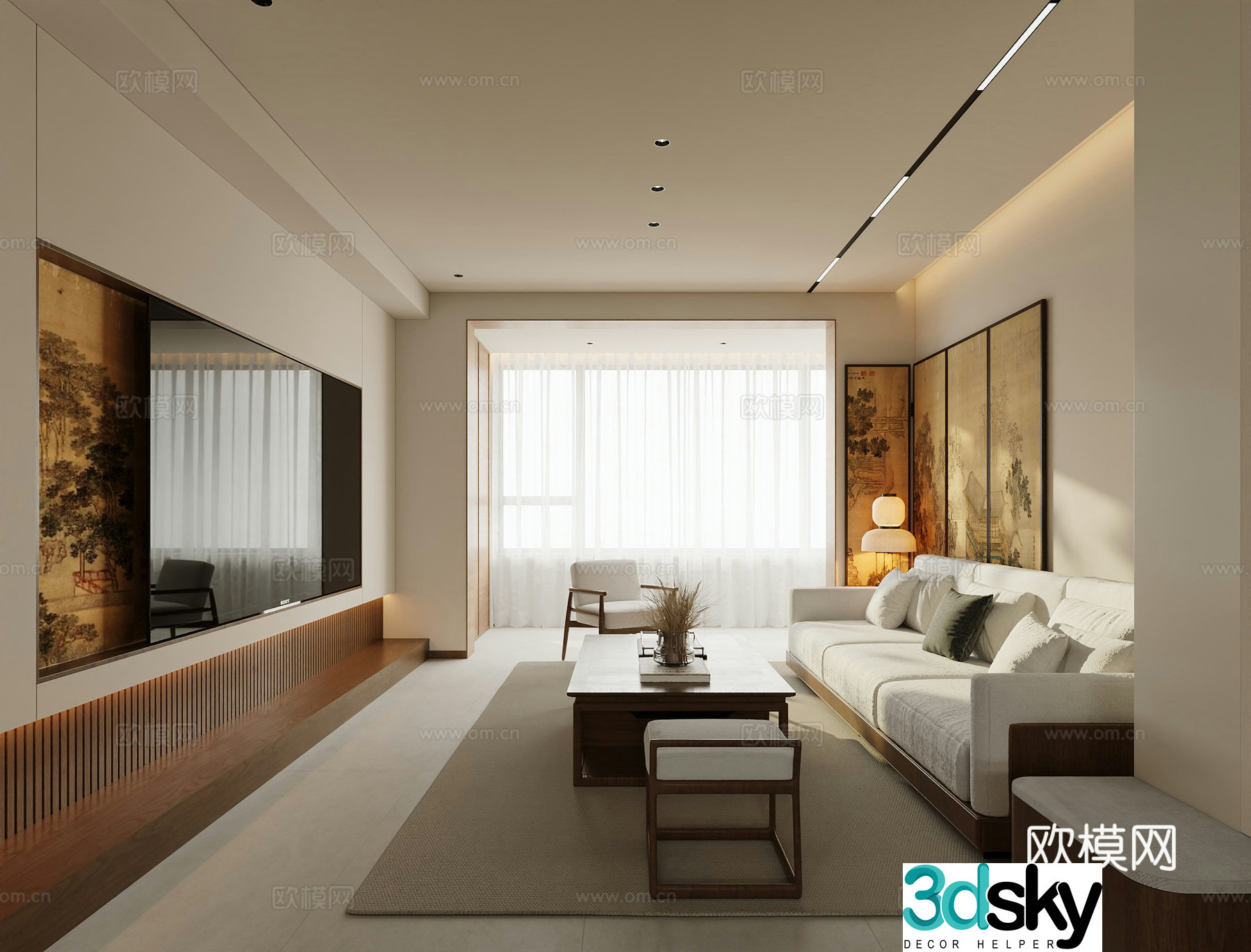 New Chinese living room Song style living room 3D model