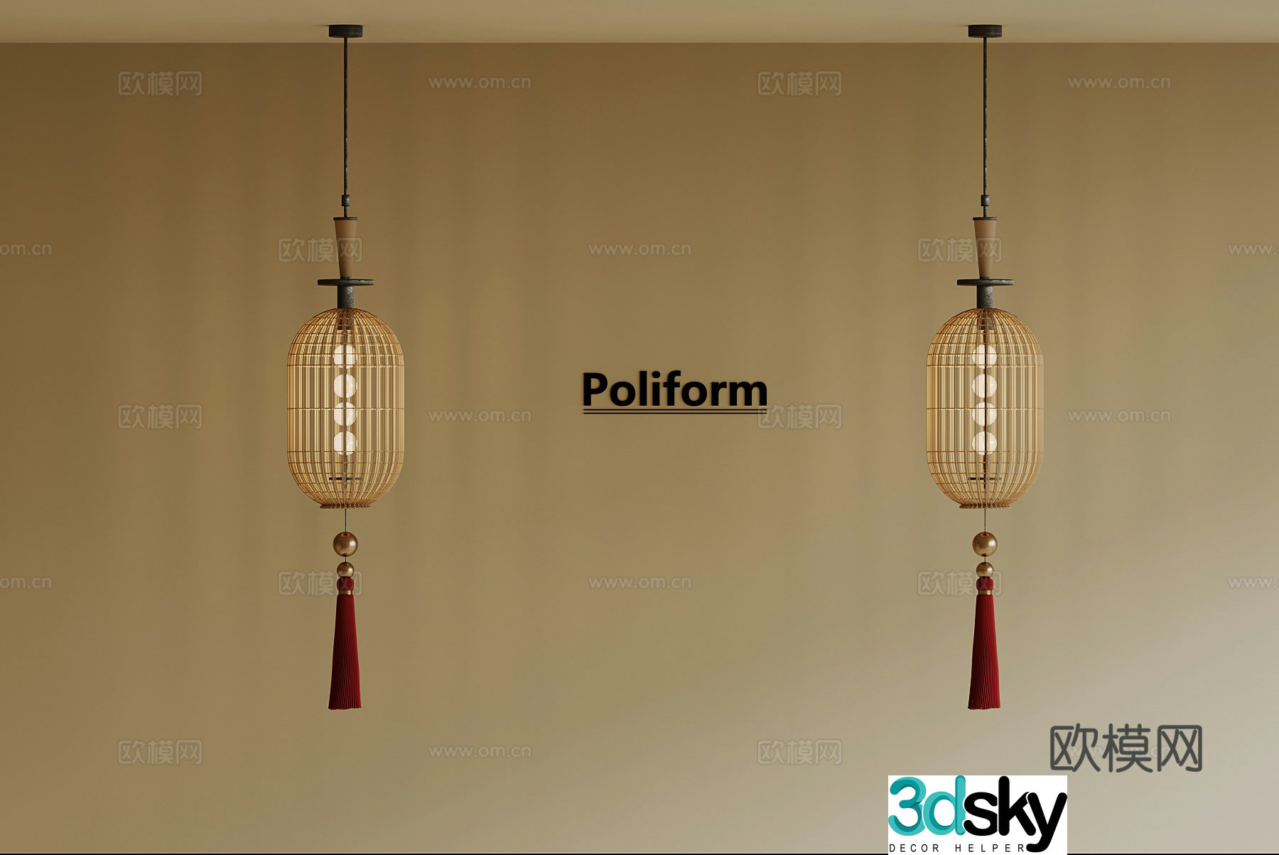 New Chinese Chandelier Tassel Chandelier 3D Model