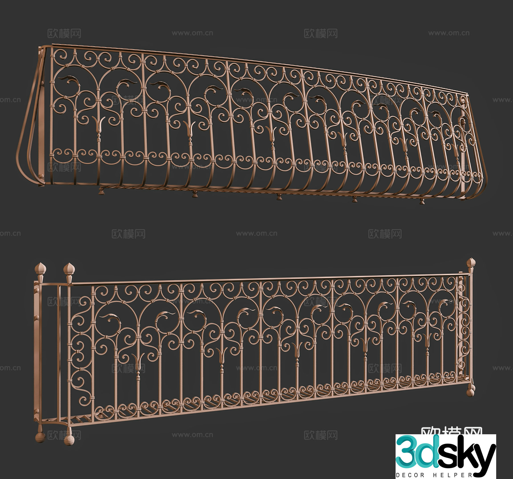 European Wrought Wrought Railing 3D Model