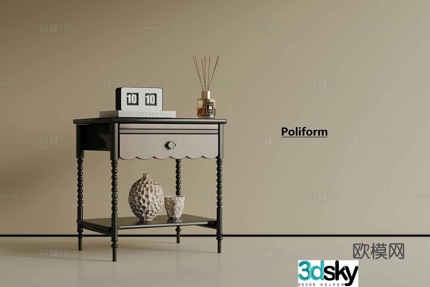 French nightstand 3D model