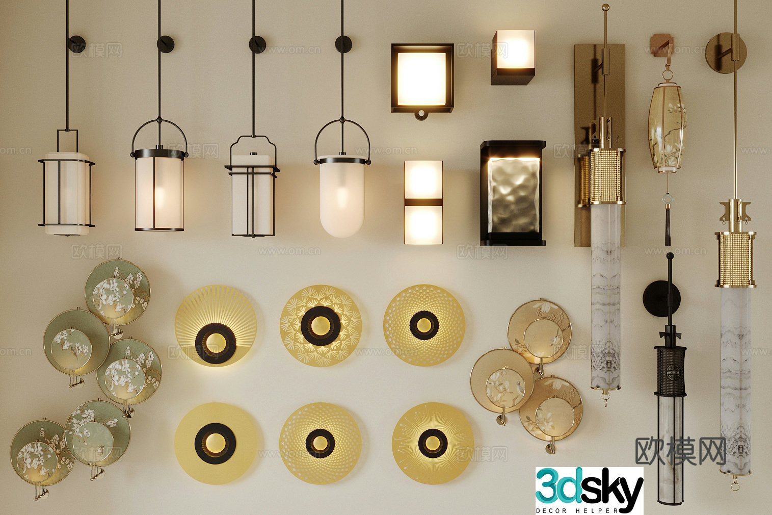 New Chinese wall lamp Chinese wall lamp Long wall lamp Chinese Song wall lamp Song aesthetic wall lamp 3D model