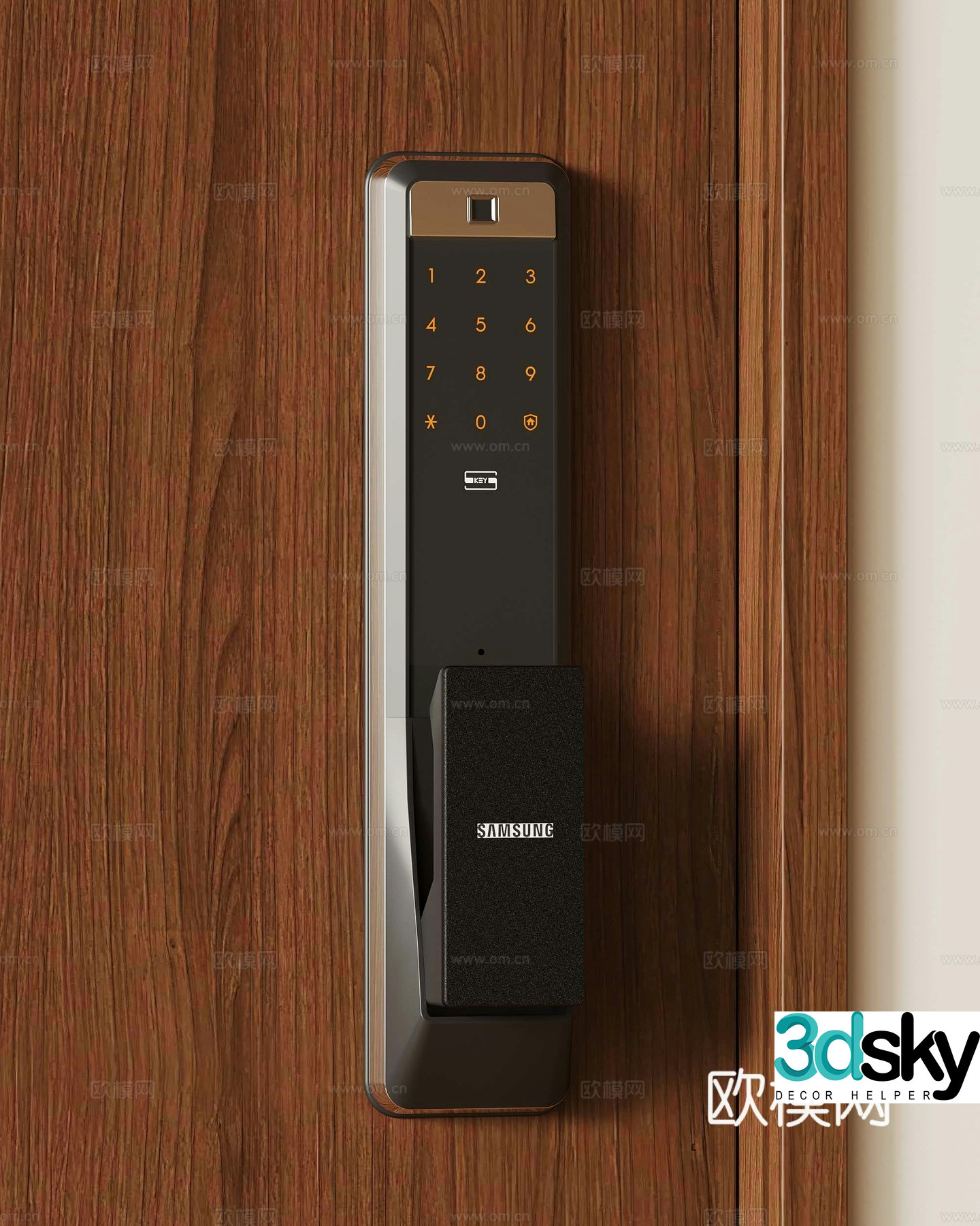 12 modern smart lock fingerprint lock password lock door lock door handle 3d model