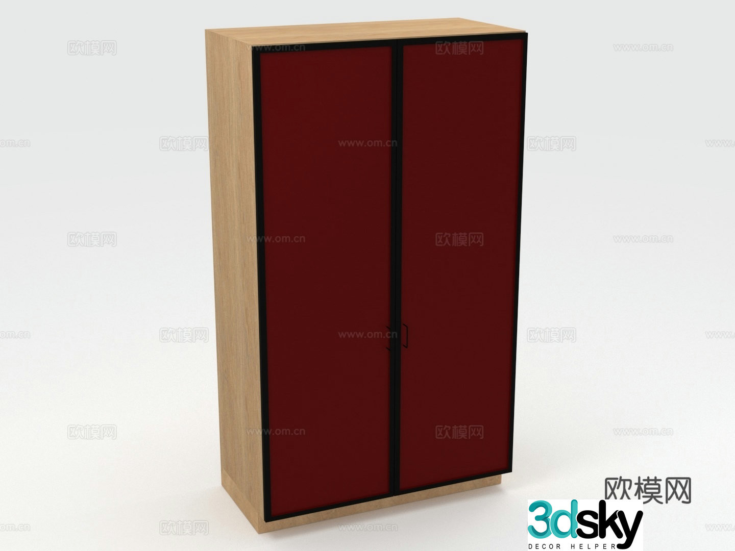 Wardrobe Storage Locker Locker Wooden Cabinet Two-door Cabinet Cabinet 3D Model