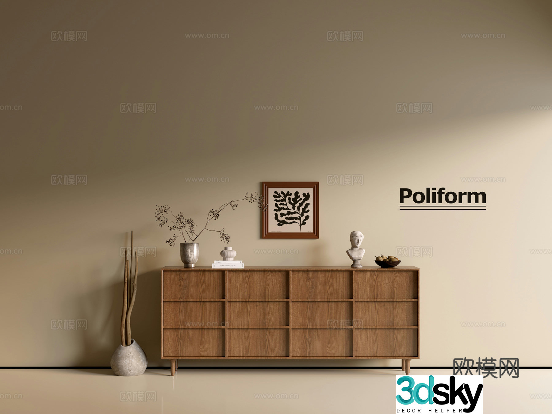 Modern wood grain cabinet ins wind minimalist wind cabinet whole cabinet sideboard balcony cabinet storage 3D model