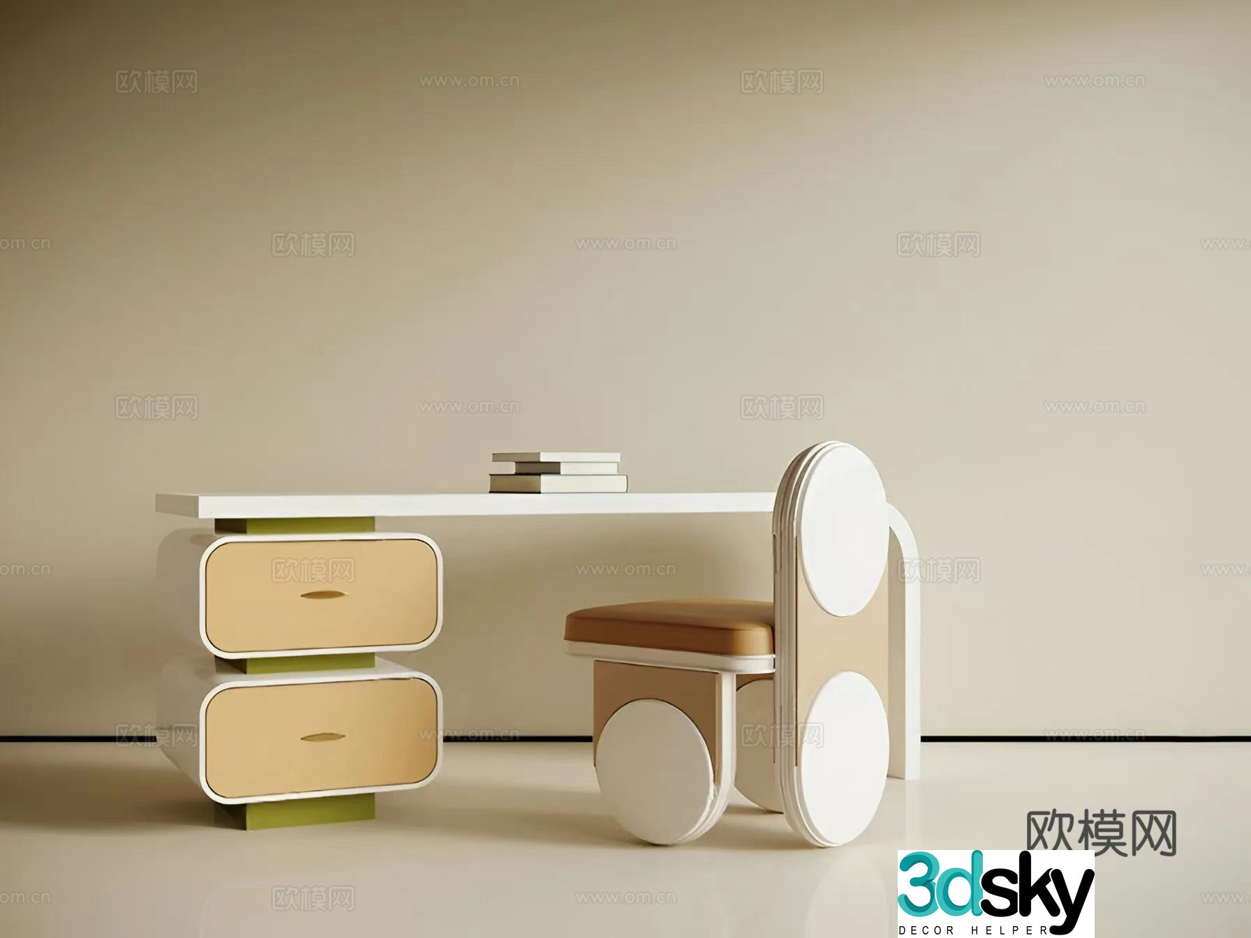 Modern children’s desk and chair Modern children’s desk and chair 3d model
