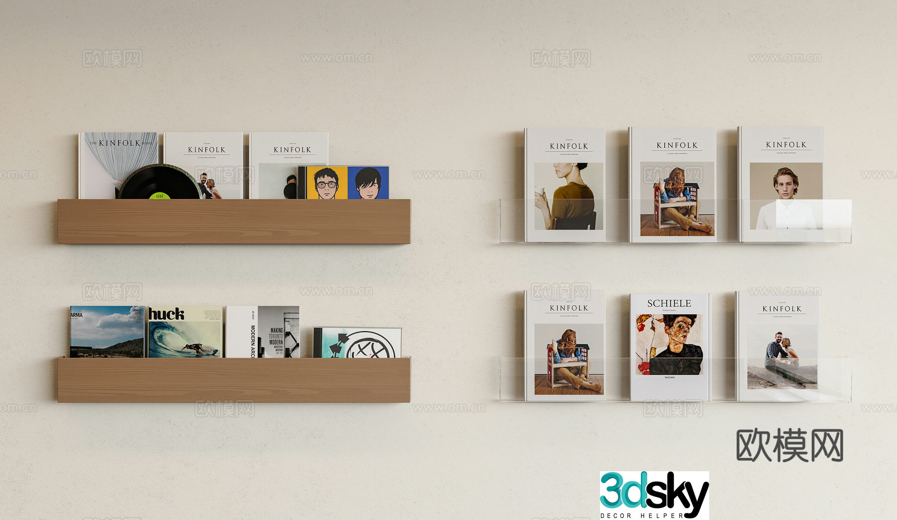 Modern medieval shelf Laminate shelf Book and newspaper shelf Magazine shelf Decorative shelf Wall-mounted bookshelf 3D model