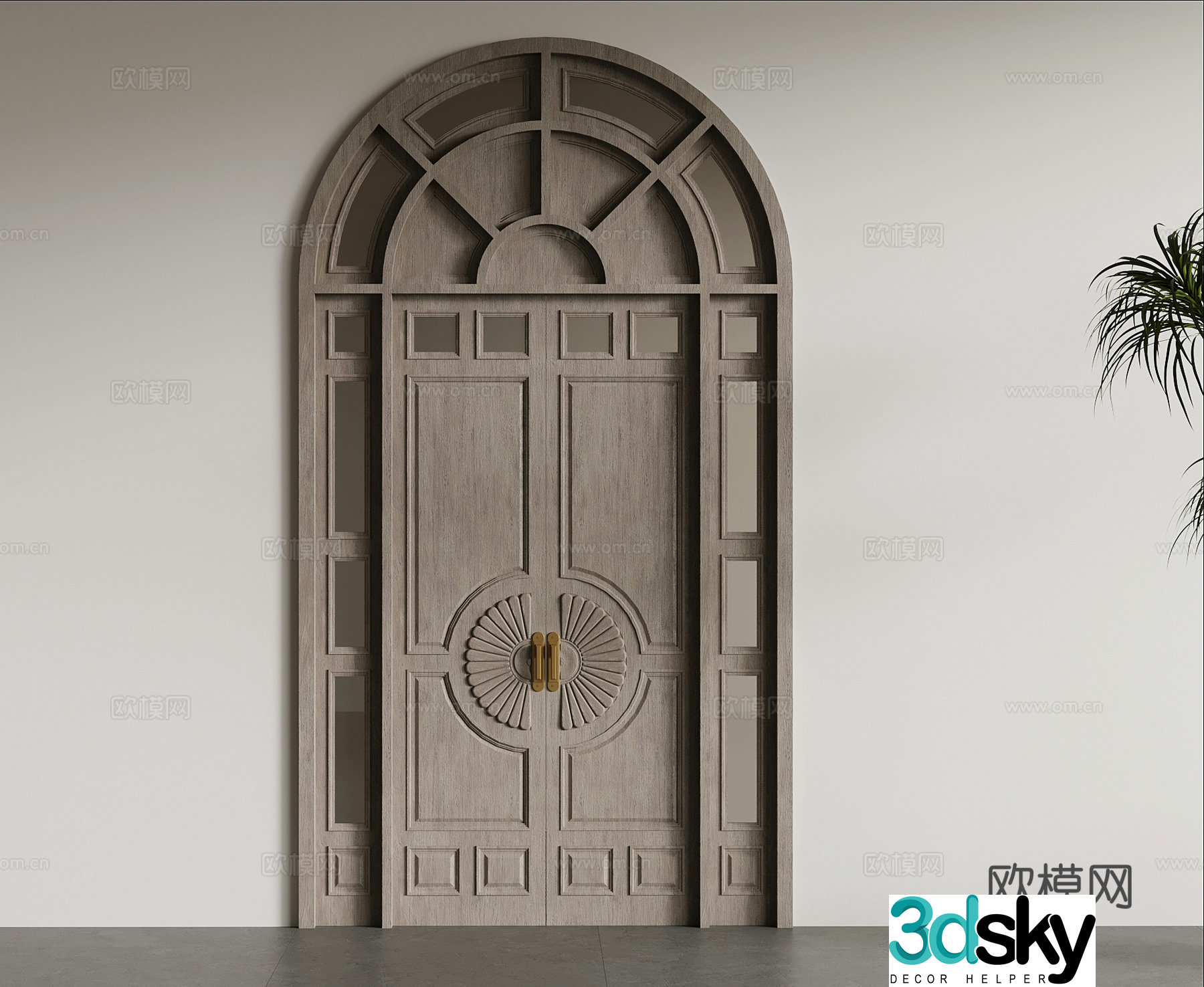 Folding door American villa door Entrance door Folding door 3D model