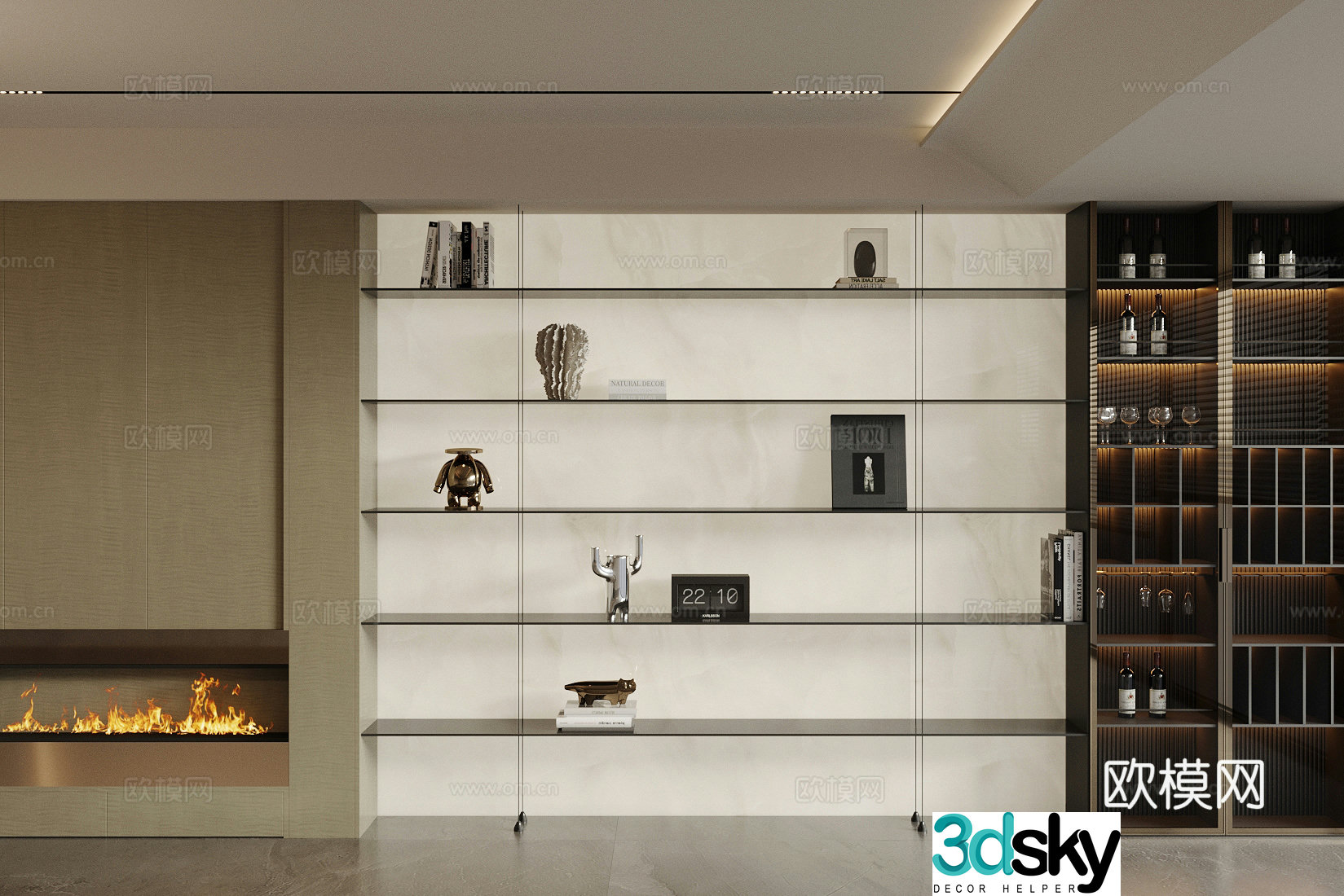 Modern Italian storage rack Italian light luxury storage rack Metal storage rack Wall-mounted bookshelf Layer 3D model