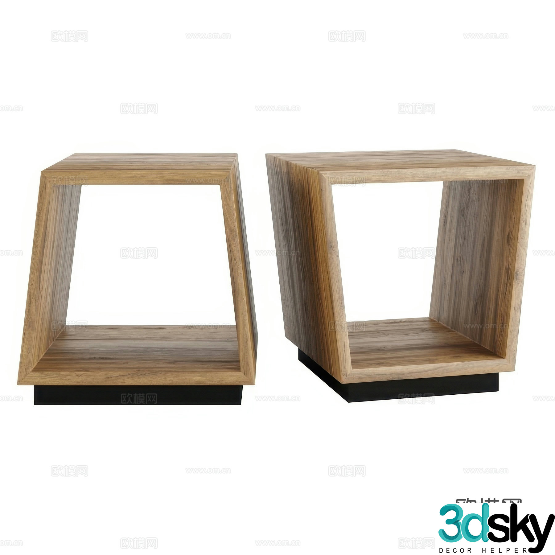 Modern Italian minimalist solid wood bedside table 3D model