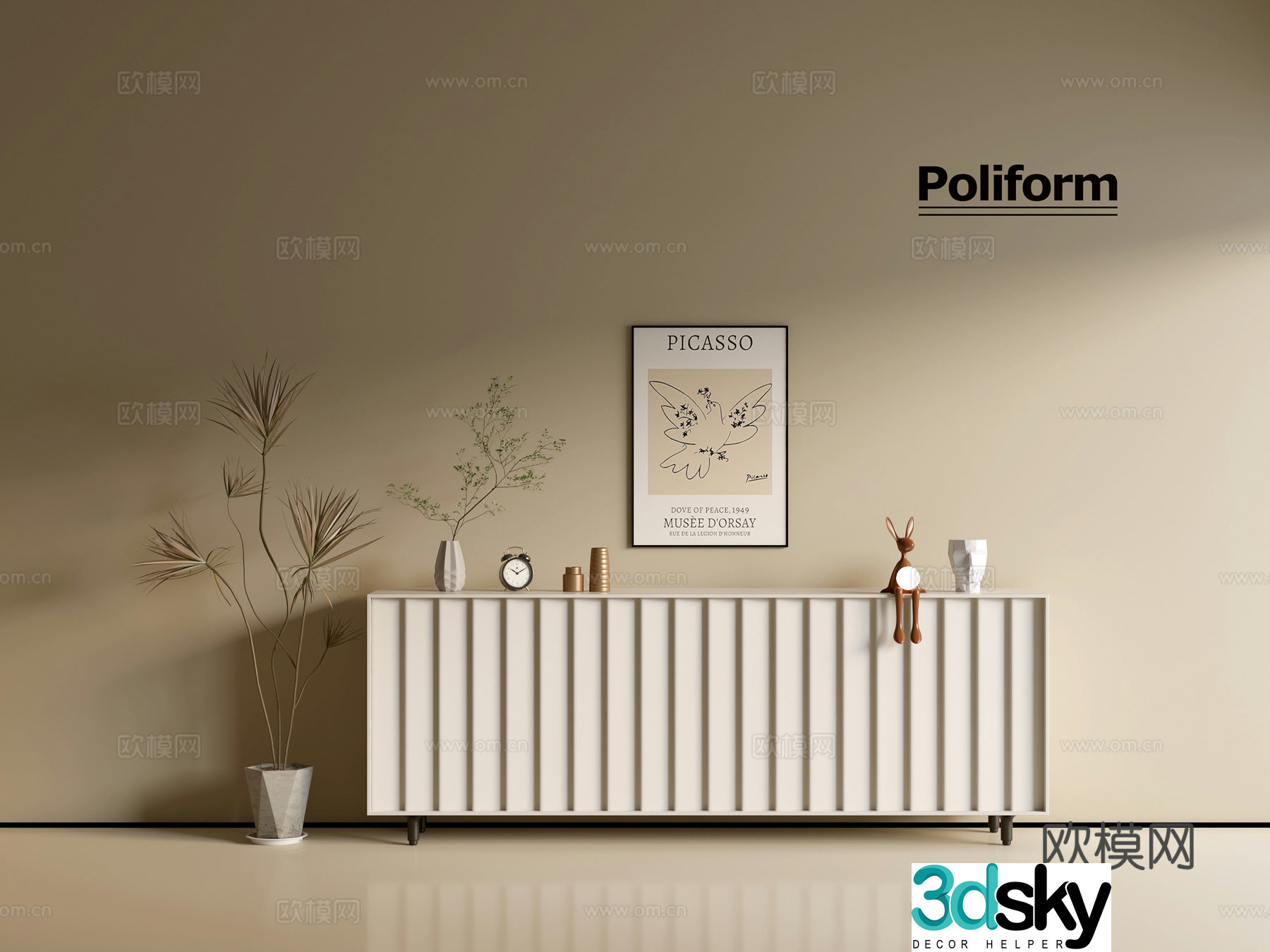 Modern cream wind chest of cabinet ins wind minimalist wind cabinet whole cabinet sideboard balcony cabinet 3d model