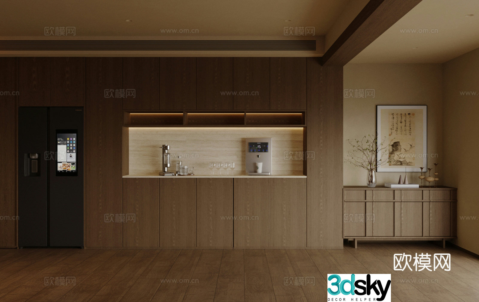 New Chinese-style Zen sideboard tea cabinet sideboard refrigerator sideboard finished sideboard sideboard sideboard 3D model