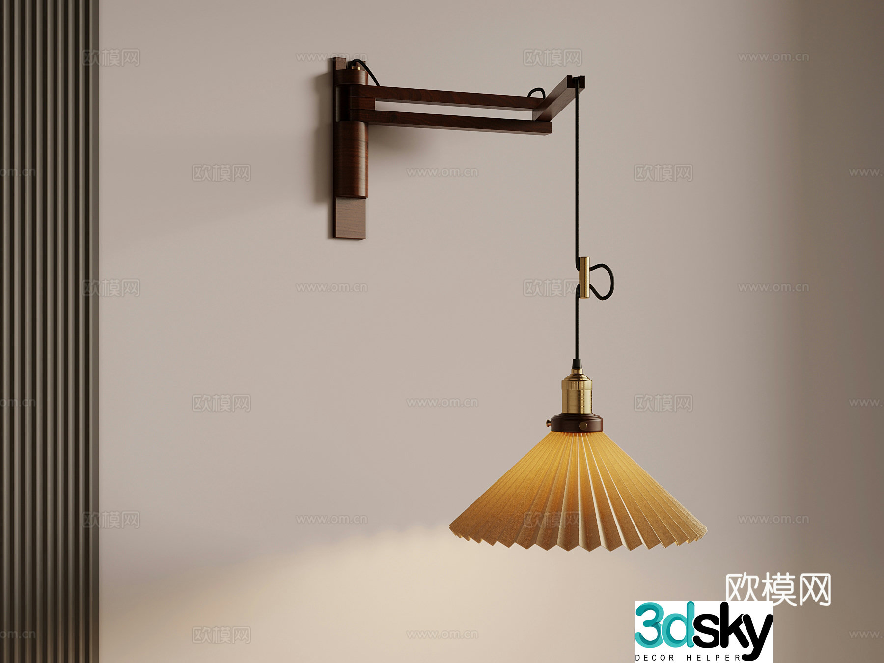 02 Middle-aged style wall lamp bedside wall lamp 3D model