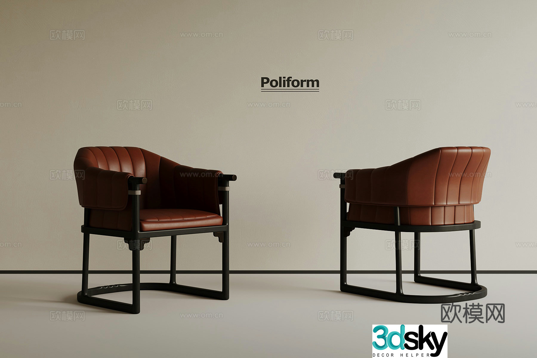 Medium style leisure chair single chair 3d model