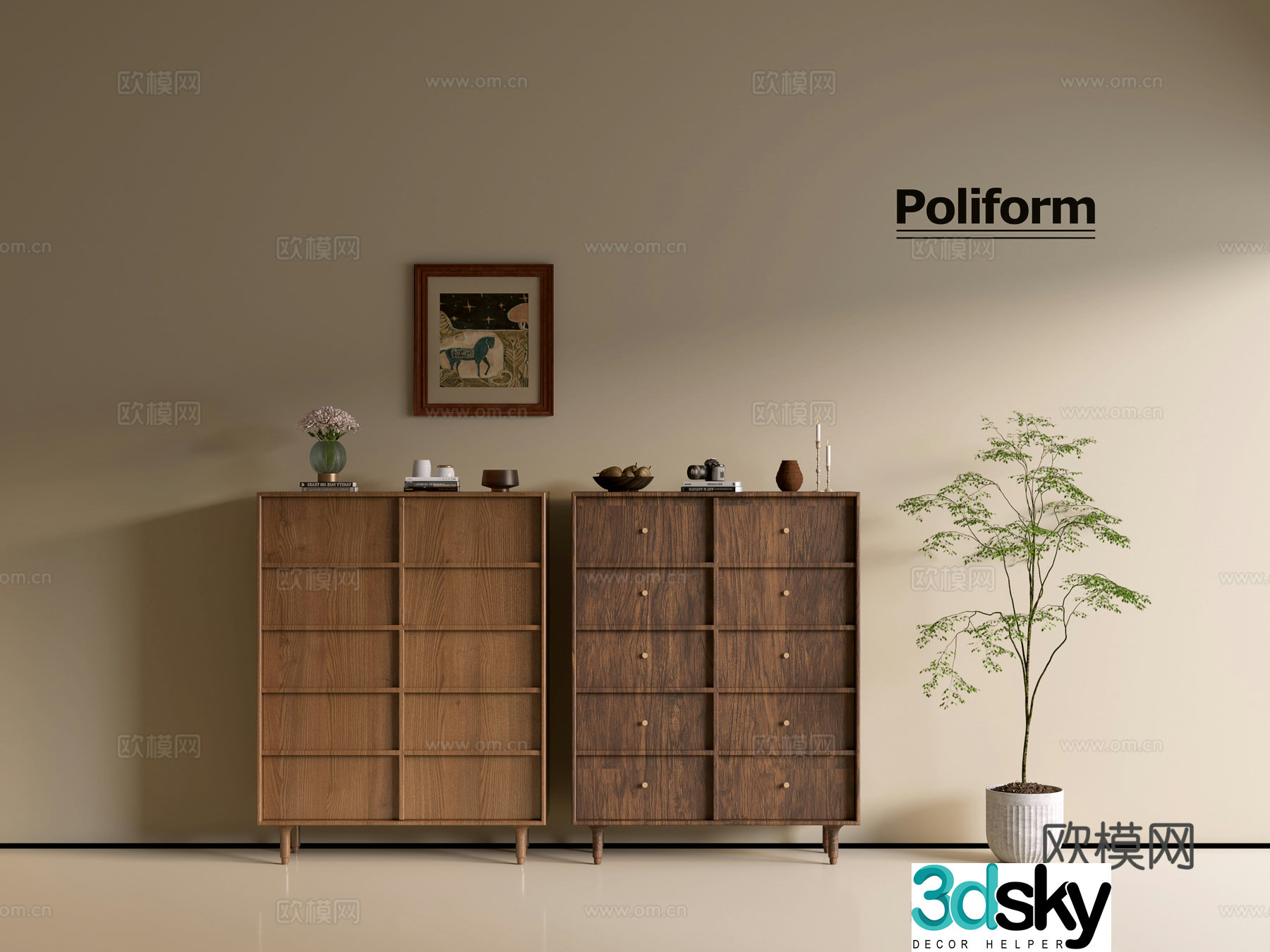 Modern wood grain cabinet ins wind minimalist wind cabinet whole cabinet sideboard balcony cabinet storage 3D model