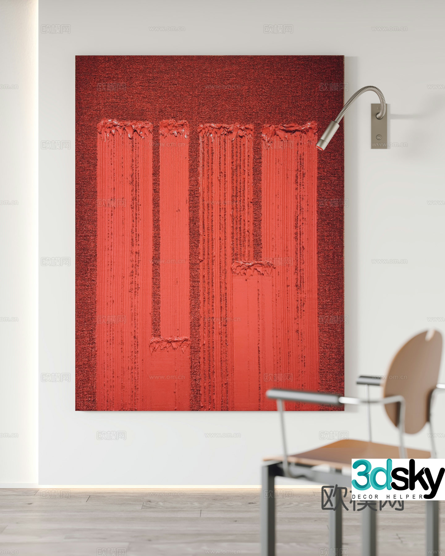 Modern hanging paintings decorative paintings single chairs chandeliers 3d model
