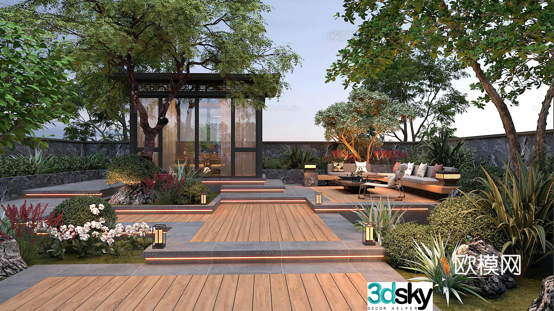 Villa courtyard 3d model