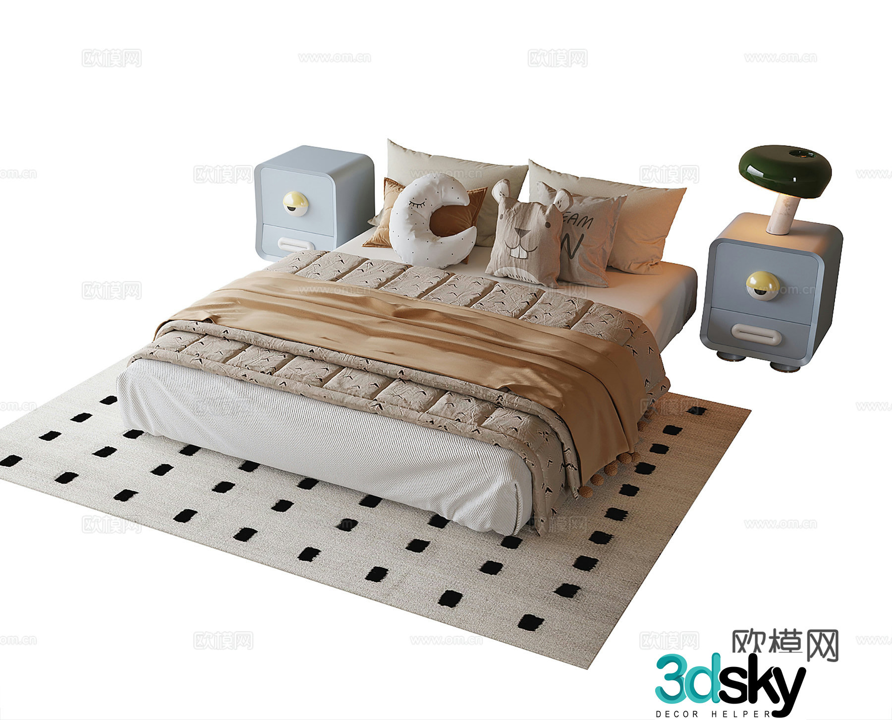 Modern children’s bedside table 3d model