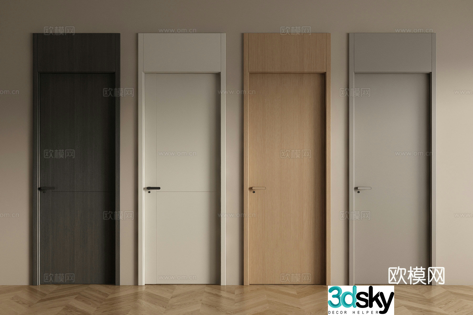 Modern single door 3D model