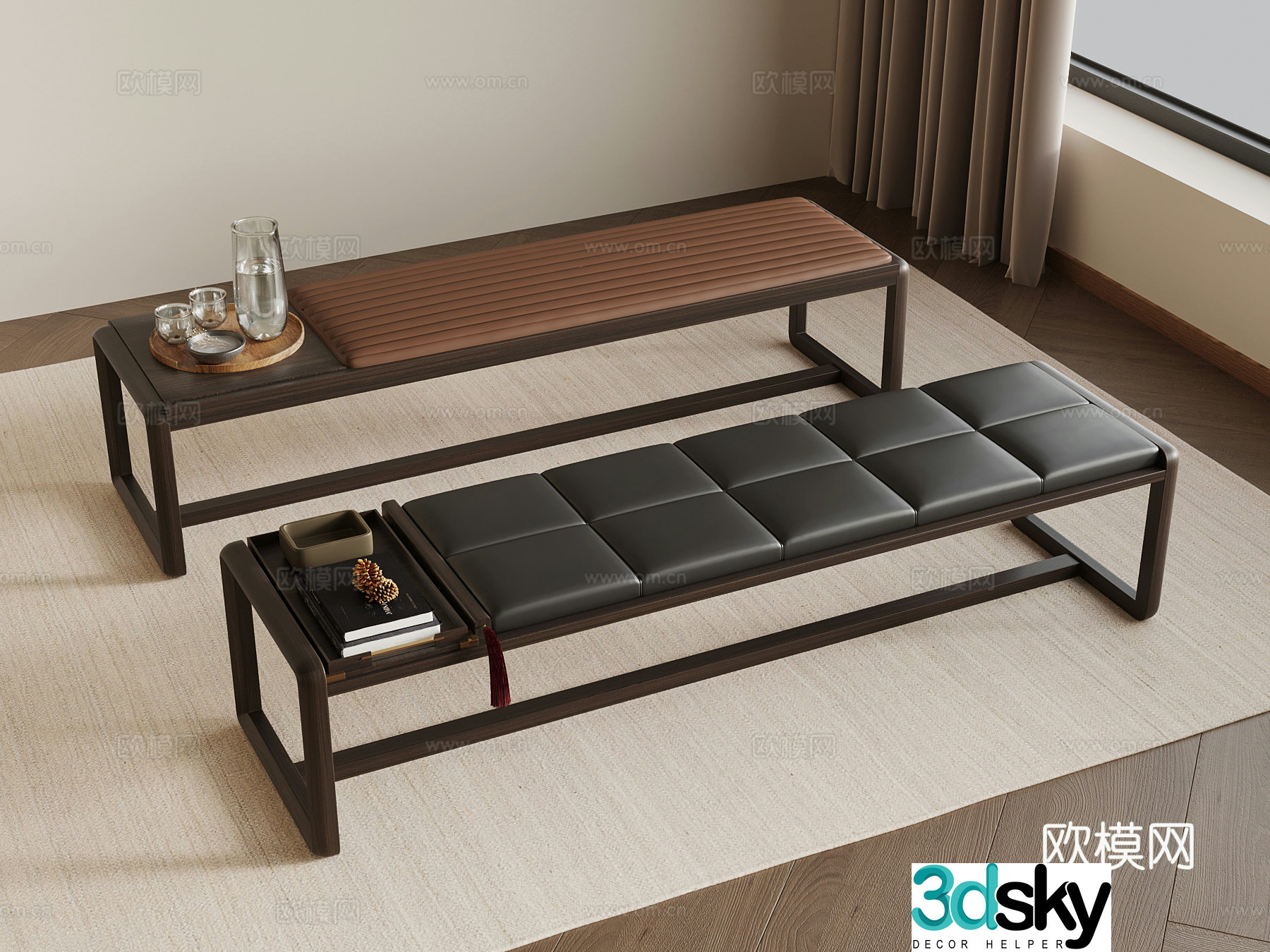 010 Shoe Change Stool Modern Shoe Change Stool Bench Stool 3D Model