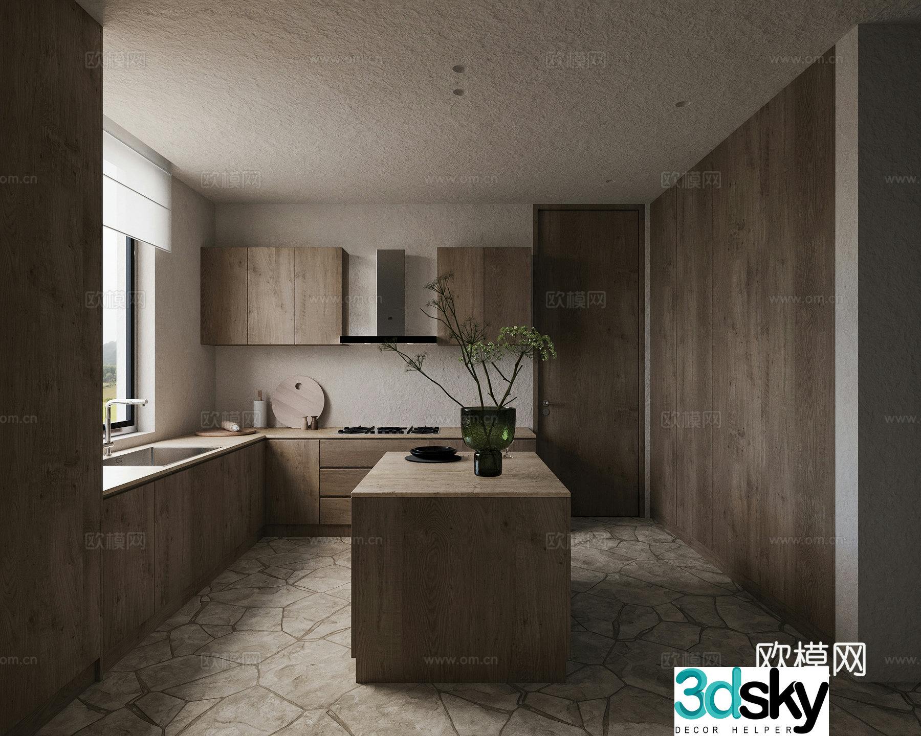 New Chinese style kitchen Song style kitchen 3d model