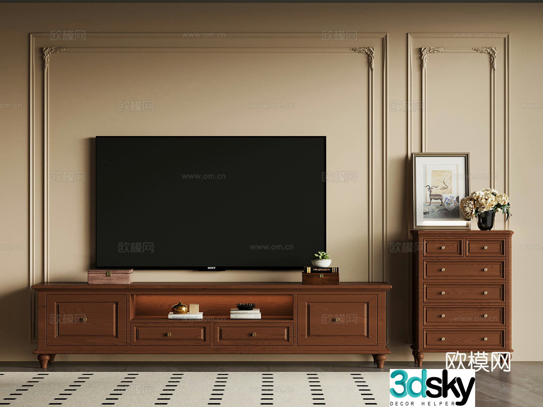 TV cabinet French medieval style TV cabinet 3D model